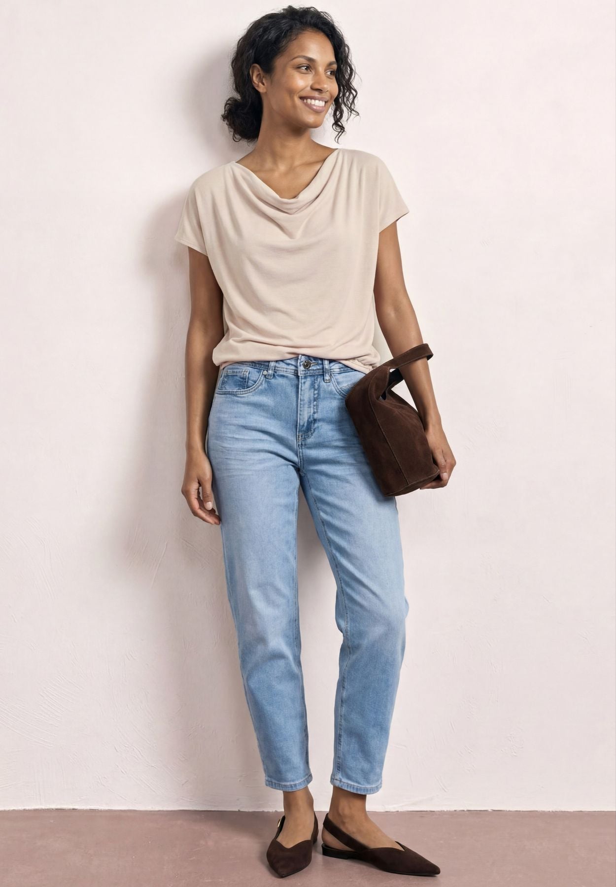 Dropped Shoulder Shirt mit Wasserfall-Front