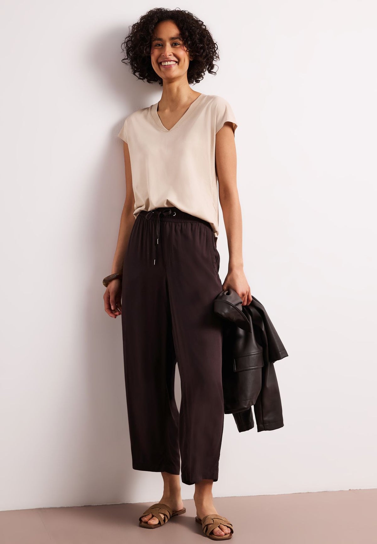 7/8 High Waist Wide Leg Hose im Loose Fit