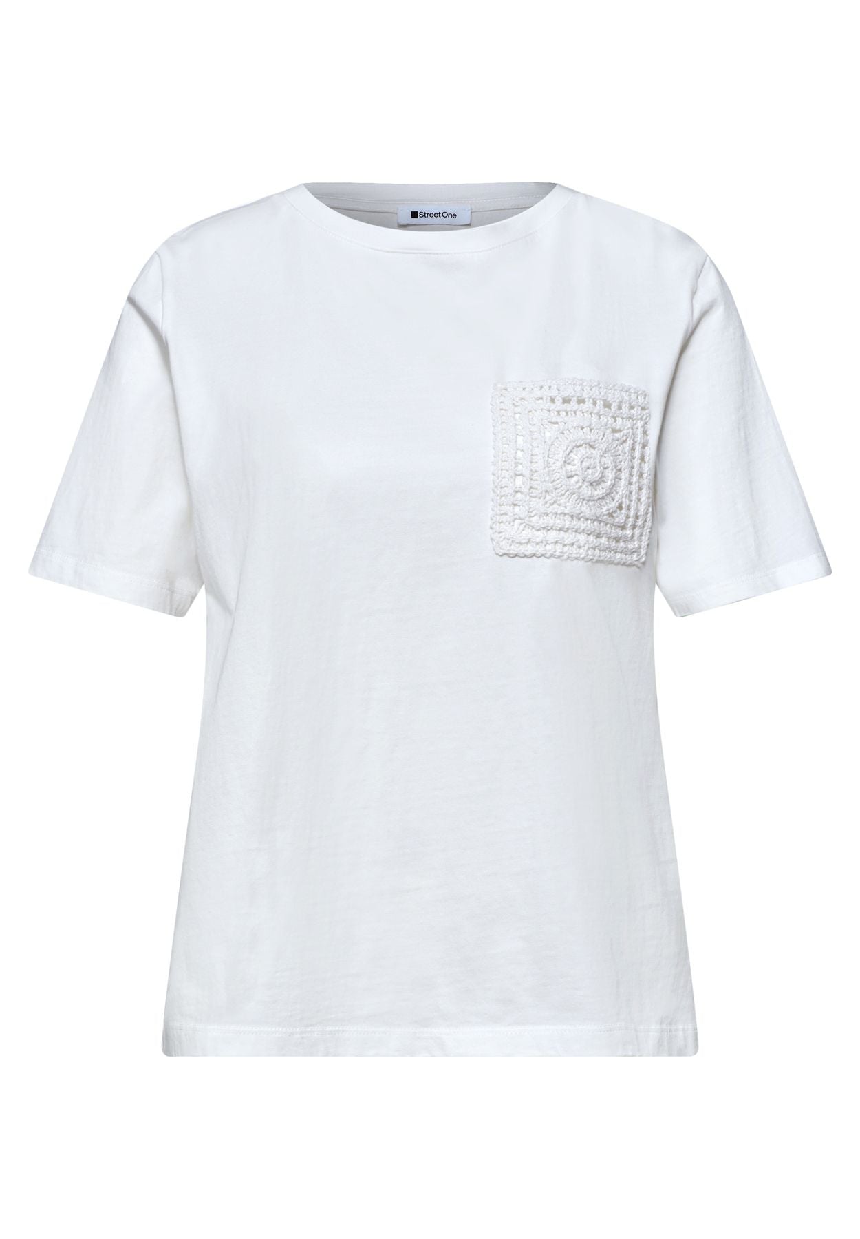 T-Shirt mit Rundhals und Crochet-Tasche