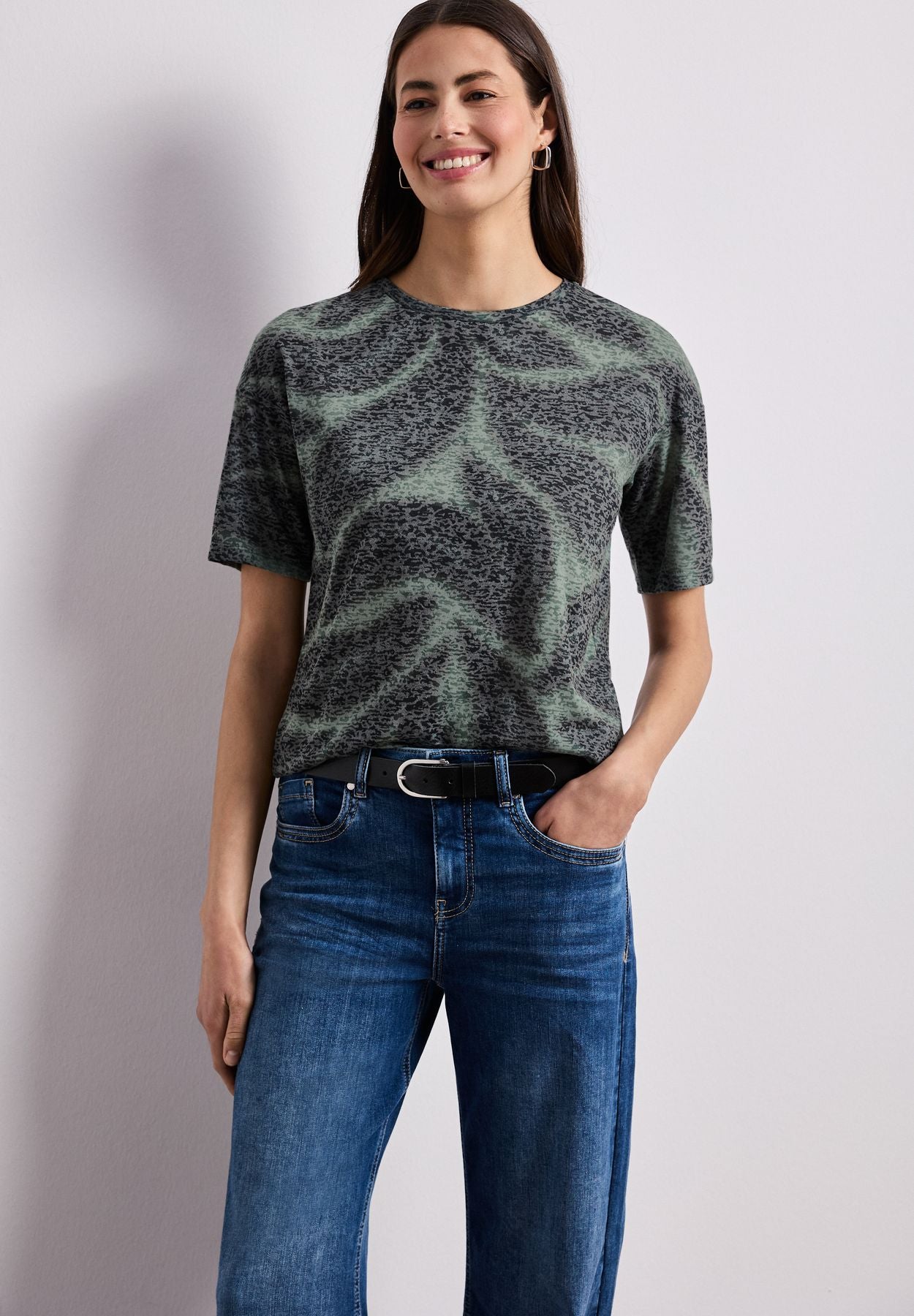 Shirt im Ausbrenner-Look mit Print