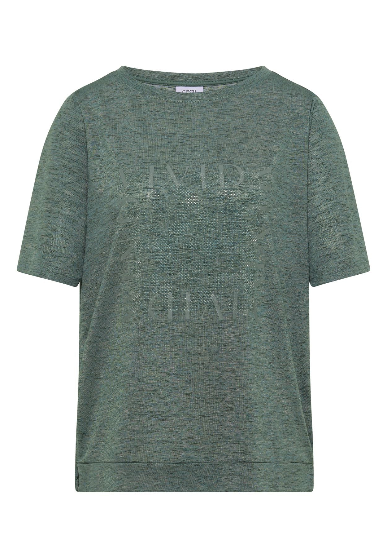 T-Shirt in Leinen-Optik mit Print