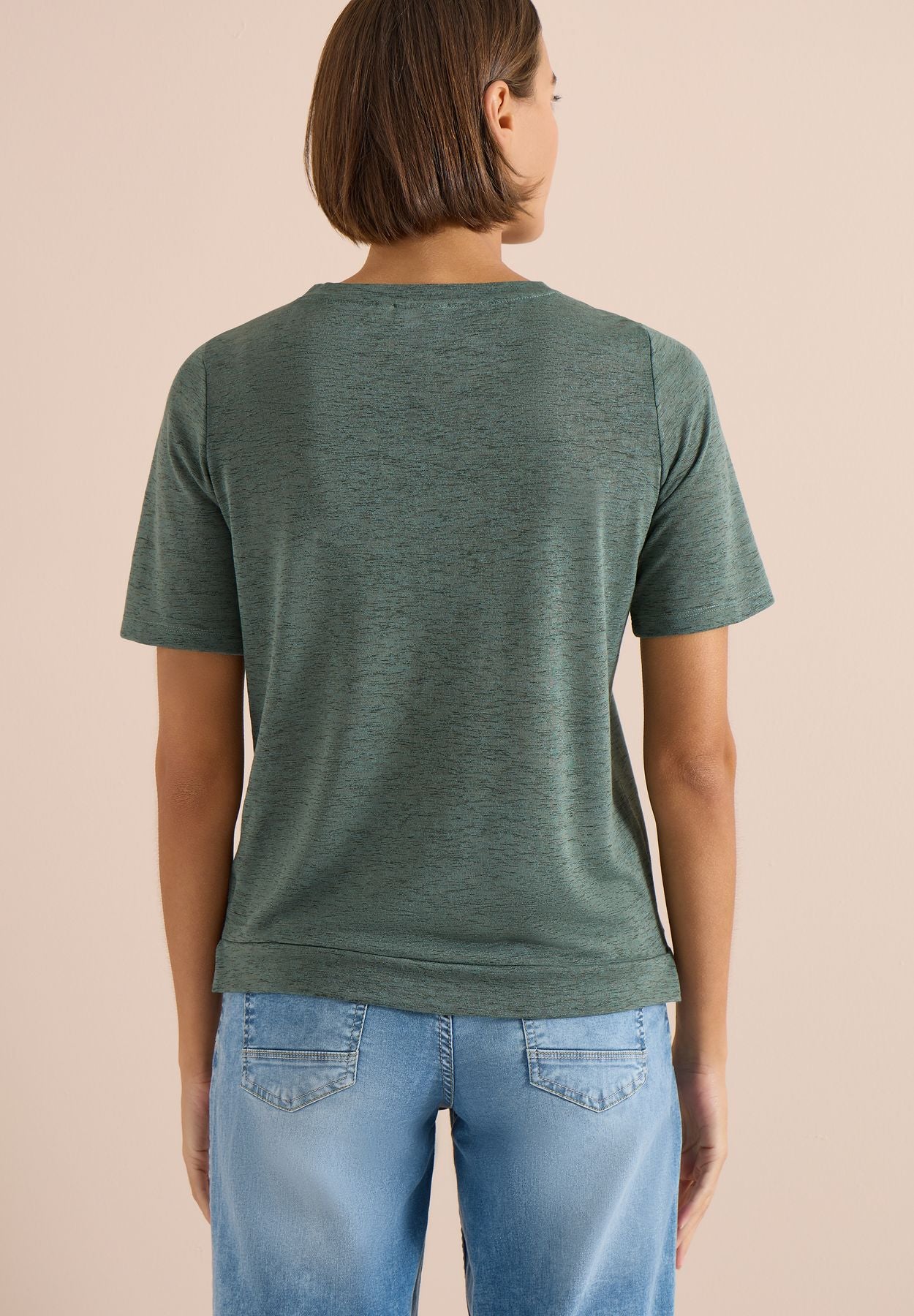 T-Shirt in Leinen-Optik mit Print