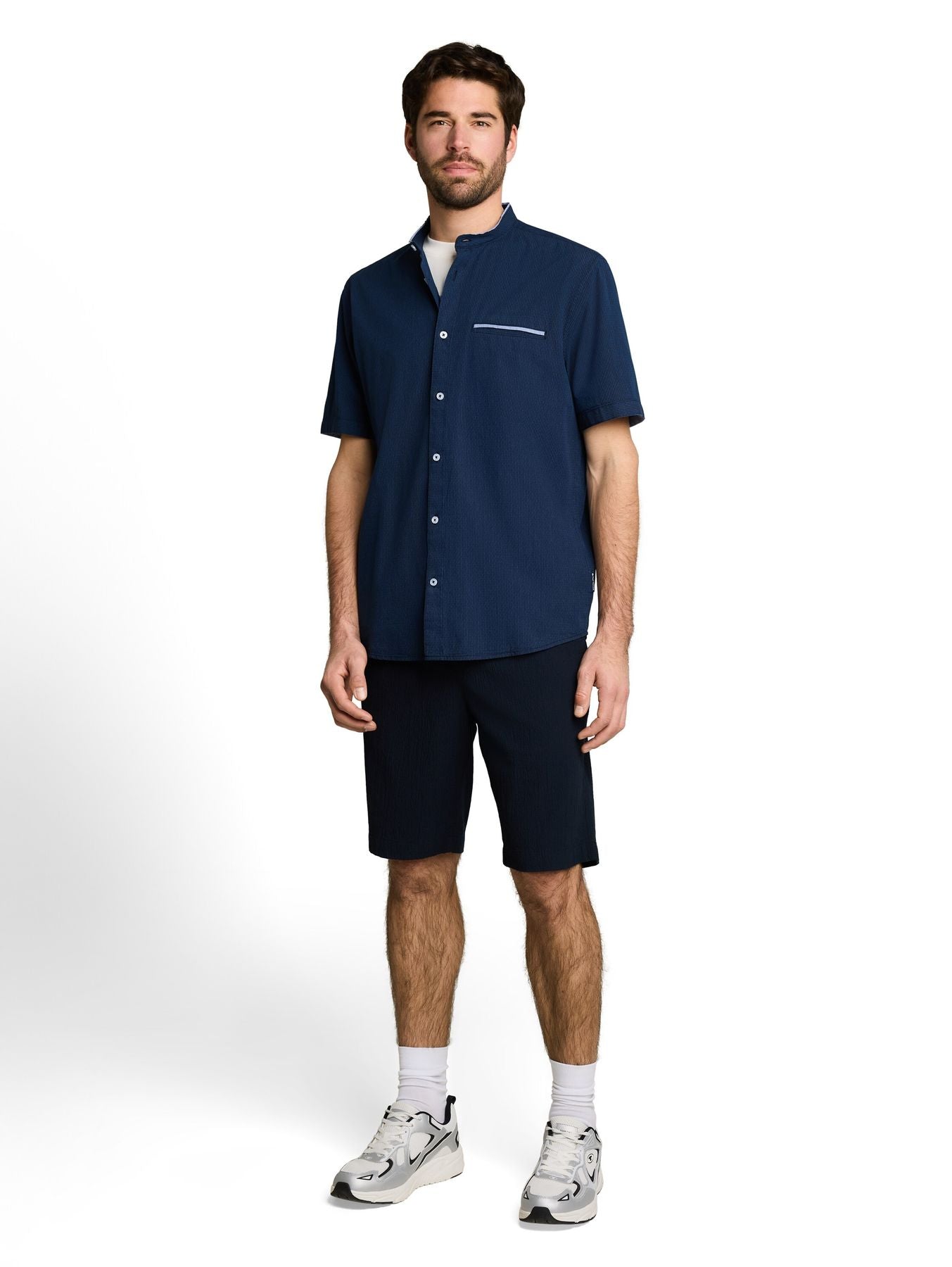 Regular Fit Kurzarmhemd mit Stehkragen