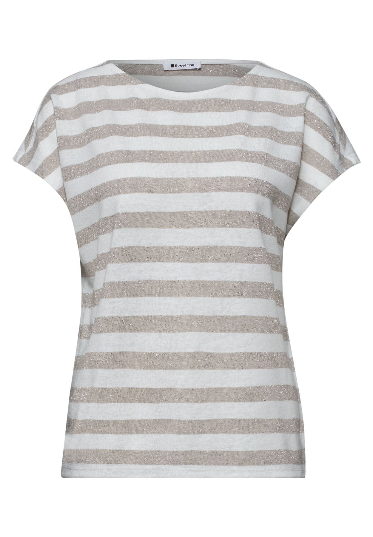 Dropped Shoulder Shirt mit Streifen und Glitzer