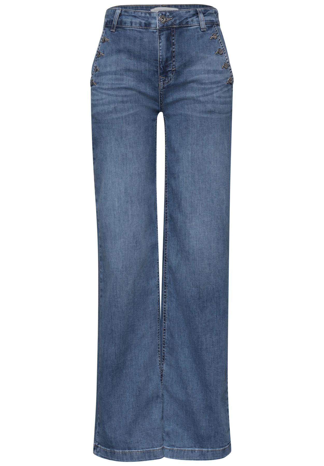 Wide Leg Jeans mit Knopfdetails