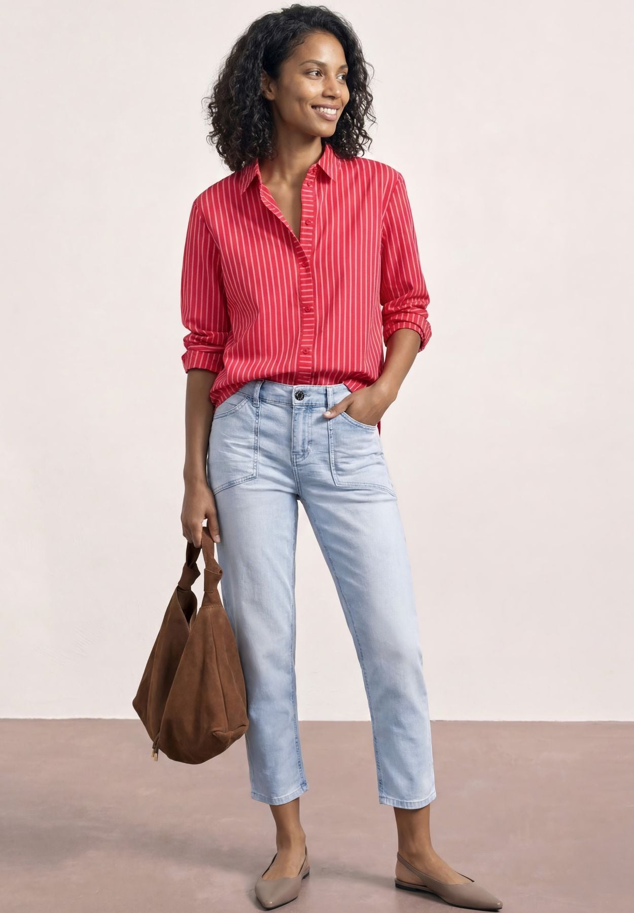 Mid Waist Jeans im Chino-Look