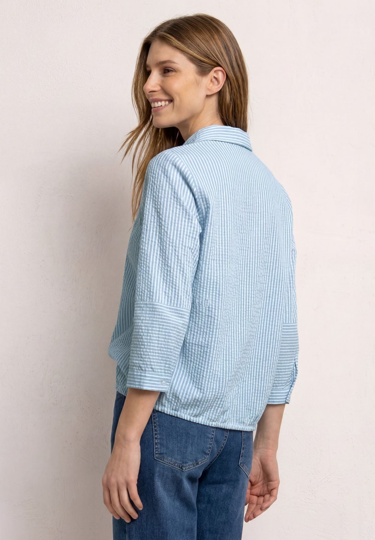 Hemdbluse in Seersucker-Qualität