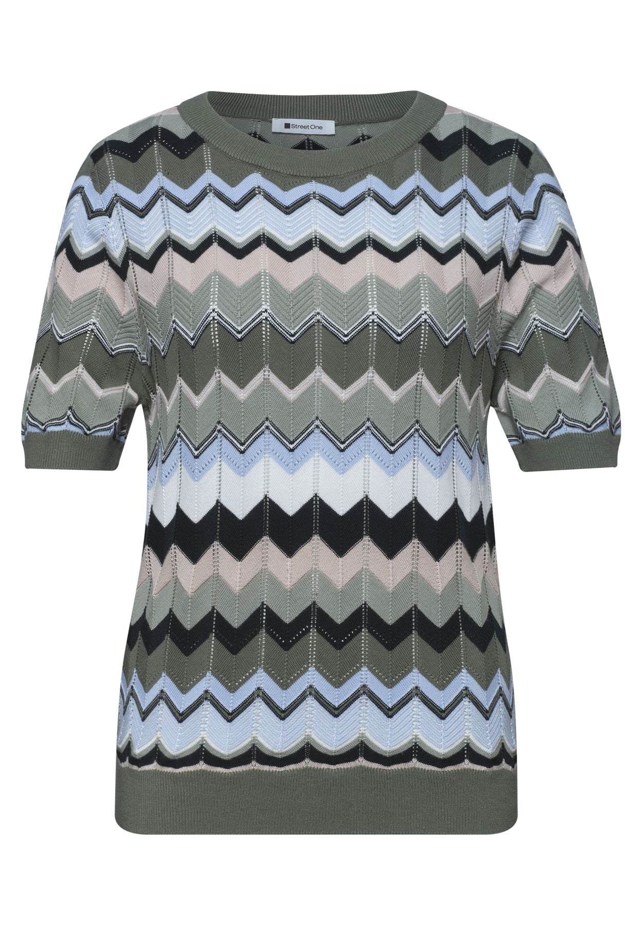 Kurzarm Pullover mit Zick-Zack-Muster