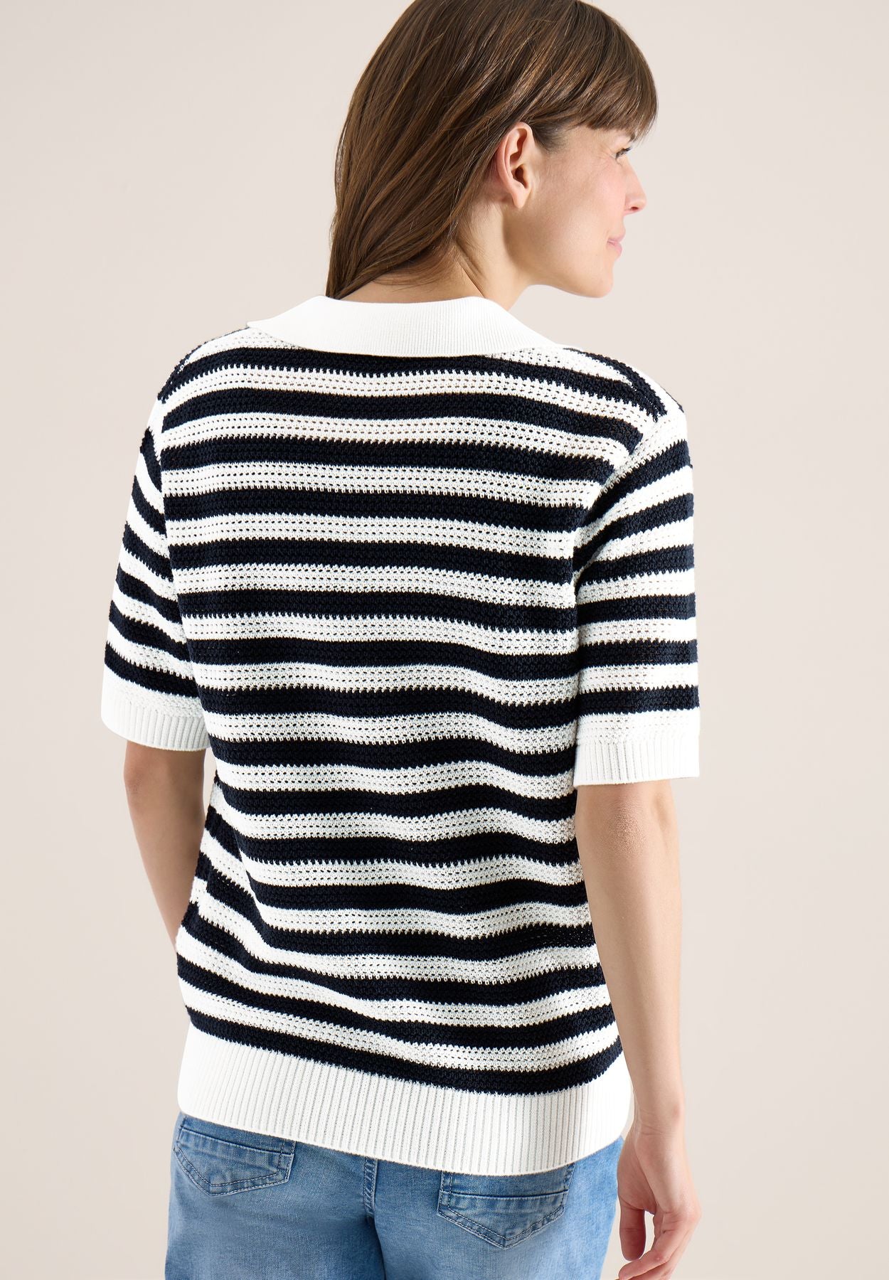 TOS_Mesh Stripe Polo