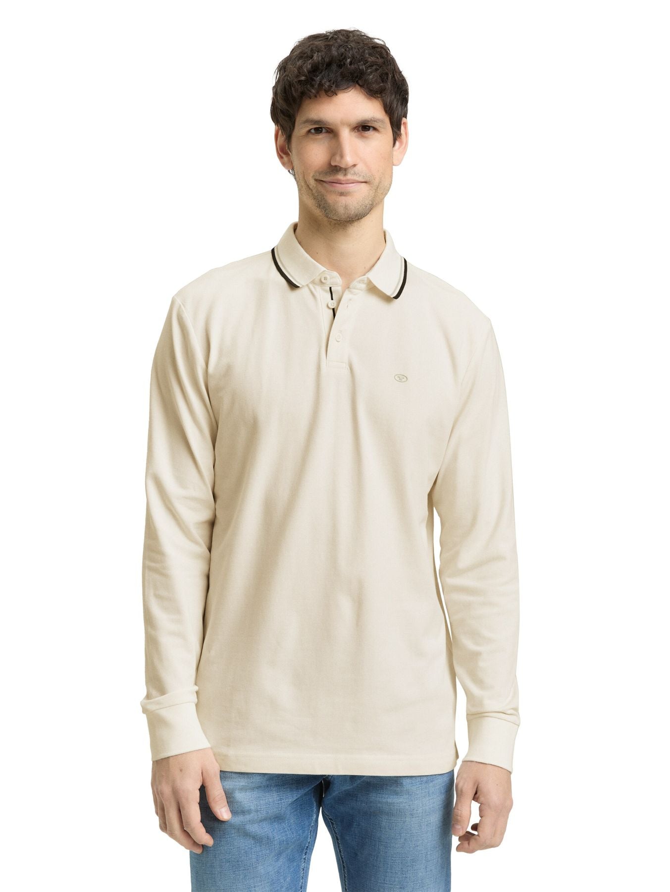 Langarm Poloshirt mit Logo-Print