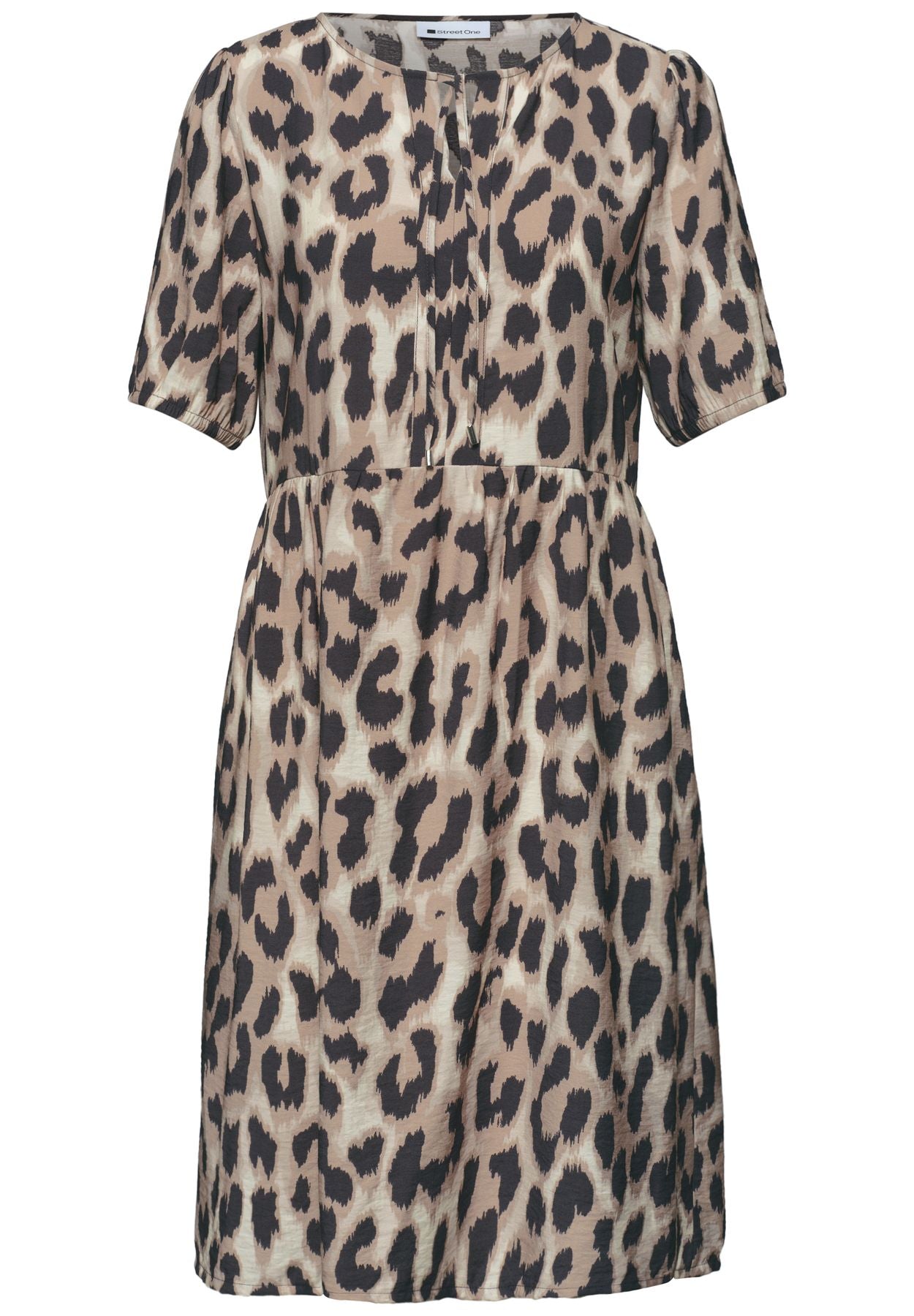 Knielanges Kleid mit Split Neck und Print
