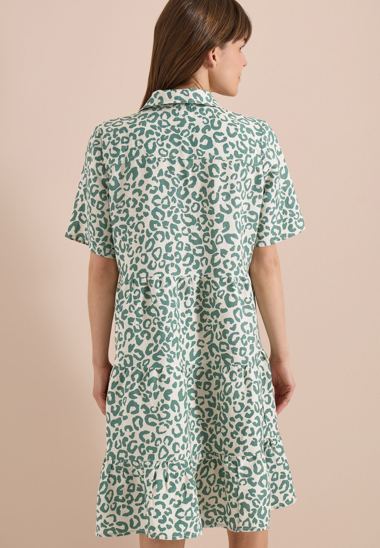 Knielanges Kleid aus Leinenmix mit Print