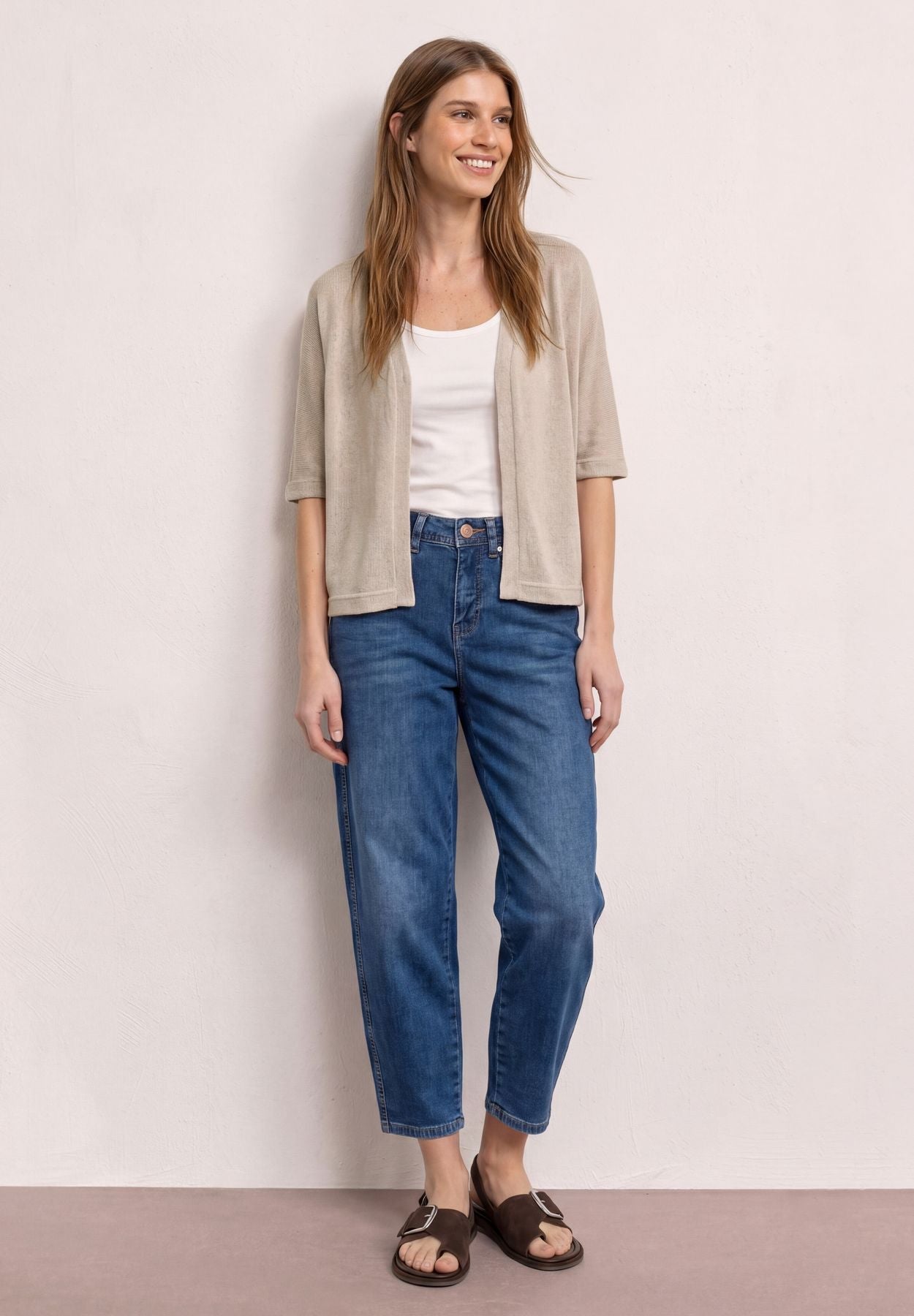 Kurzarm Jacke im Strick-Look mit Glitzer