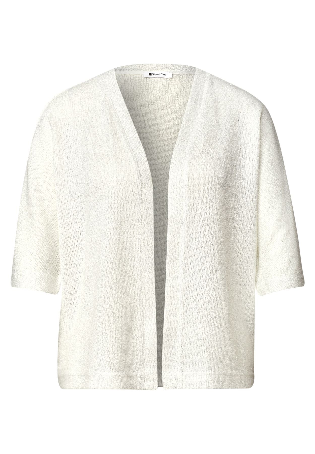 Kurzarm Jacke im Strick-Look mit Glitzer