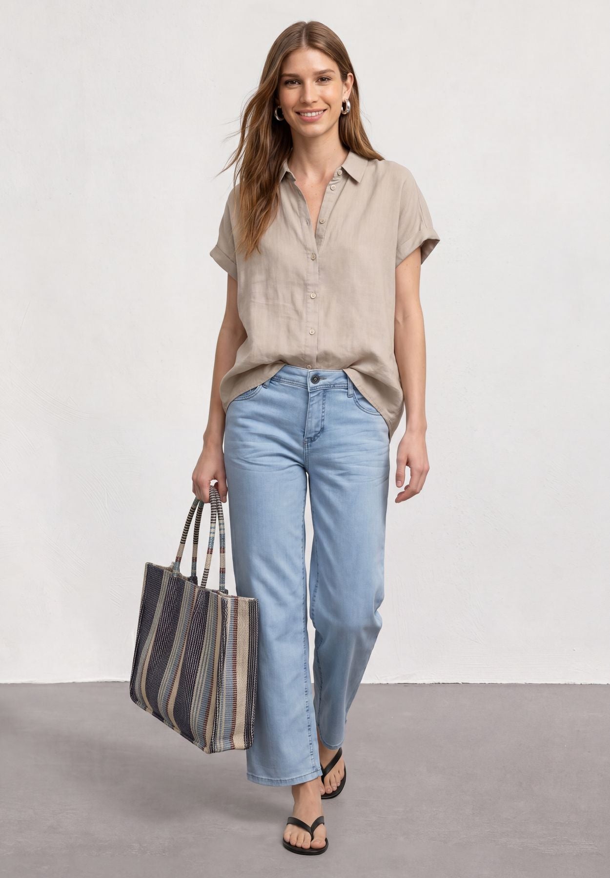 Mid Waist Wide Leg Jeans im Loose Fit