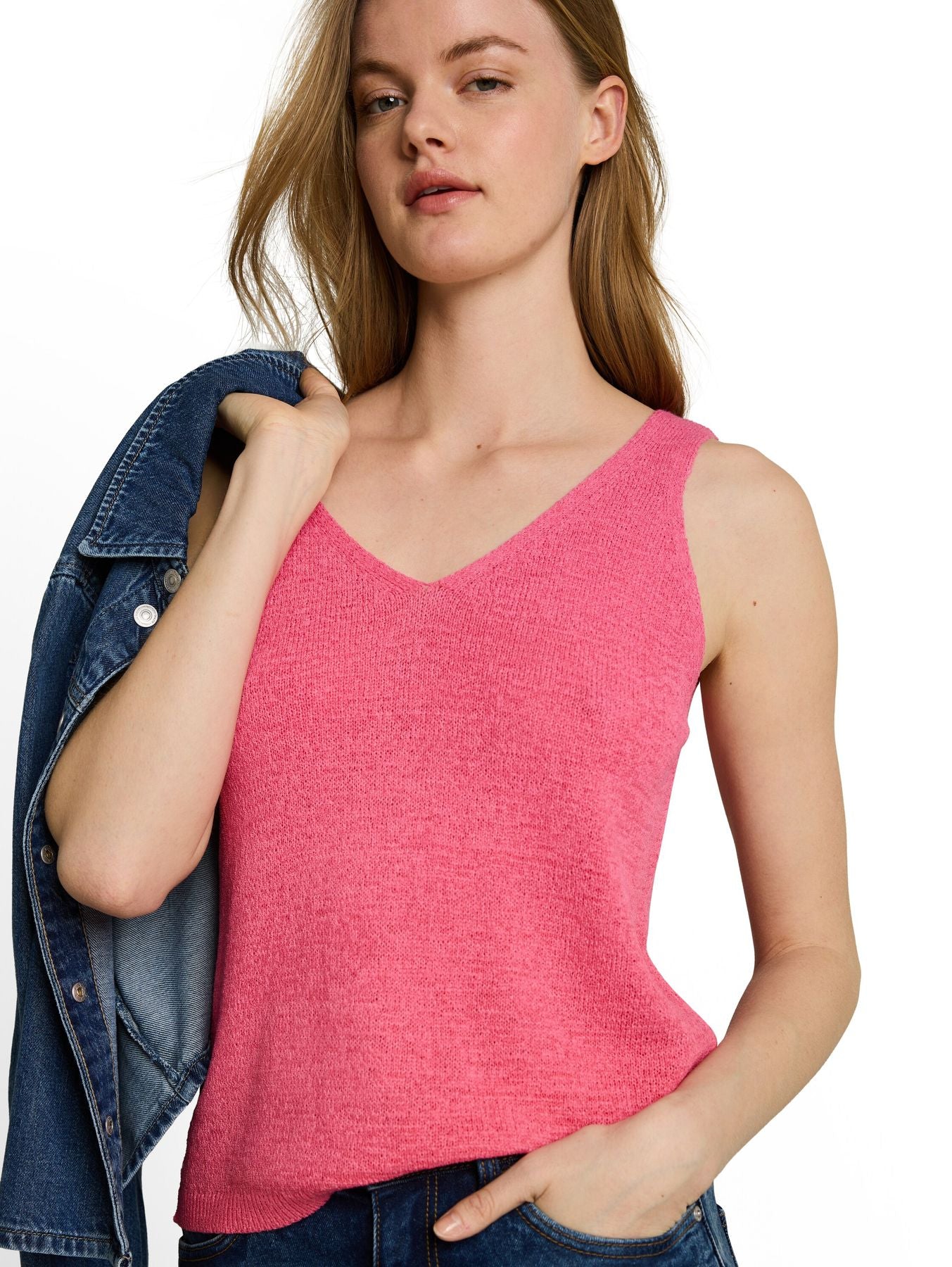 Relaxed Fit Stricktop mit V-Ausschnitt