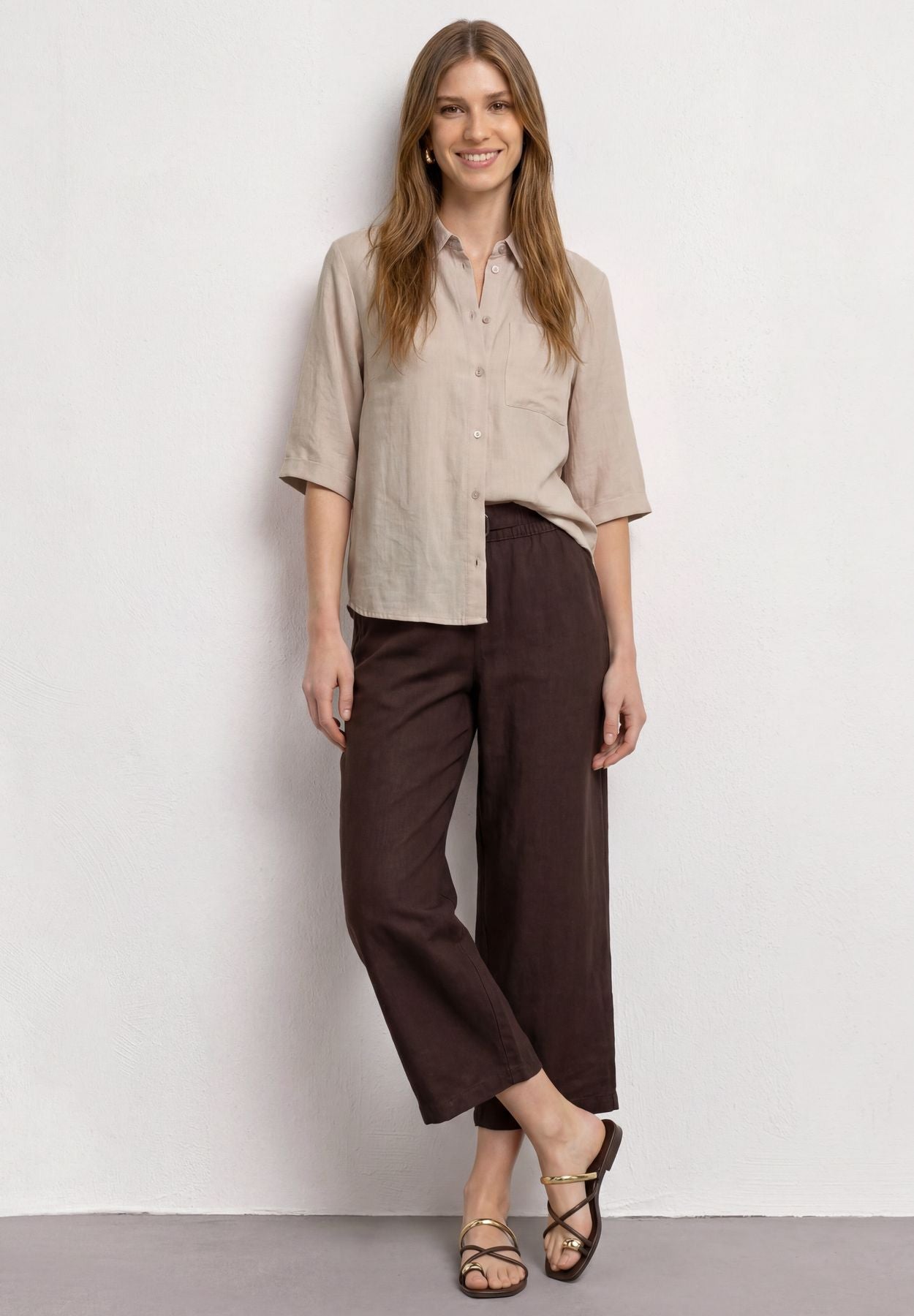 3/4-Arm Hemdbluse mit Brusttasche