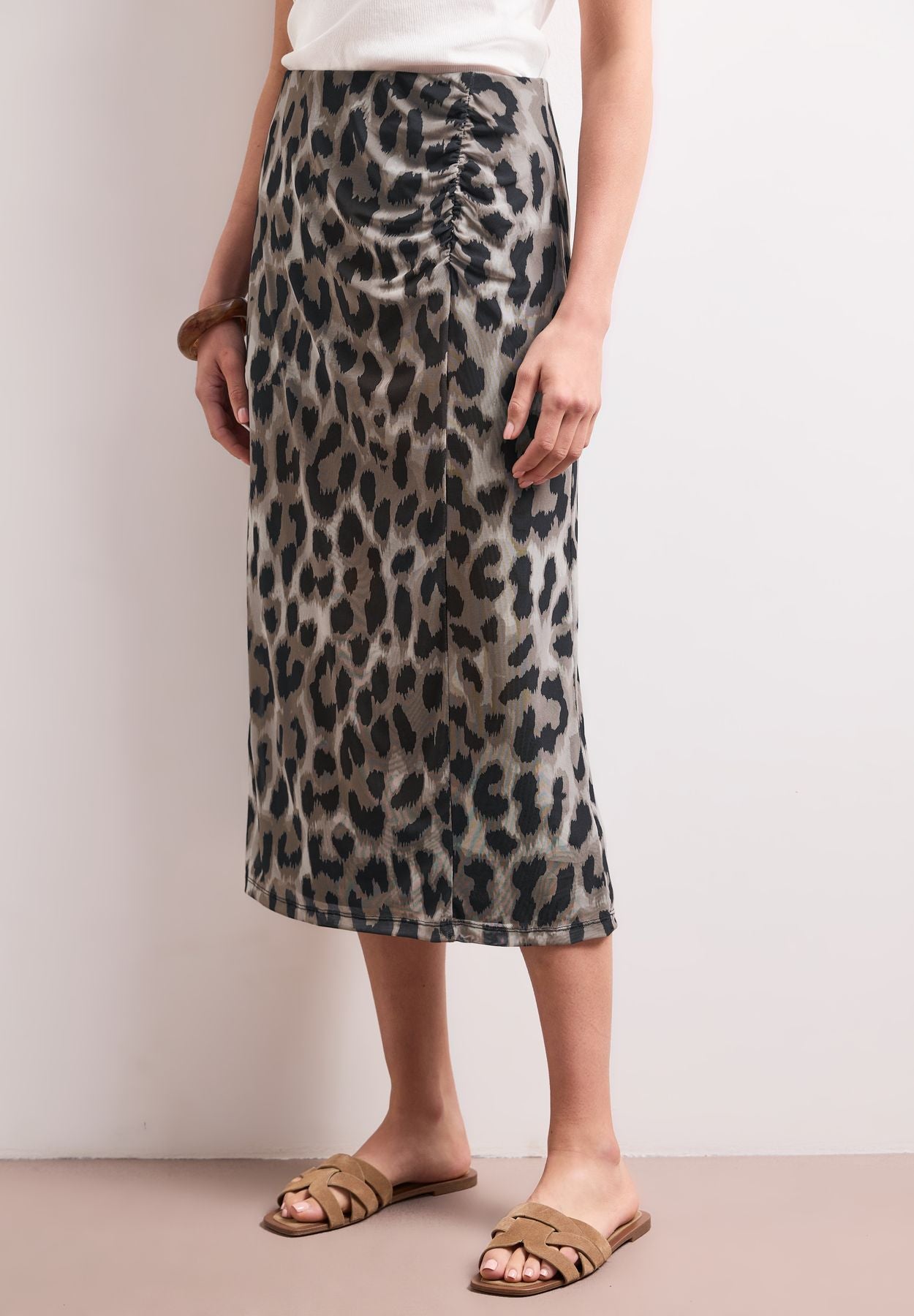 Midi-Rock aus Mesh mit Print