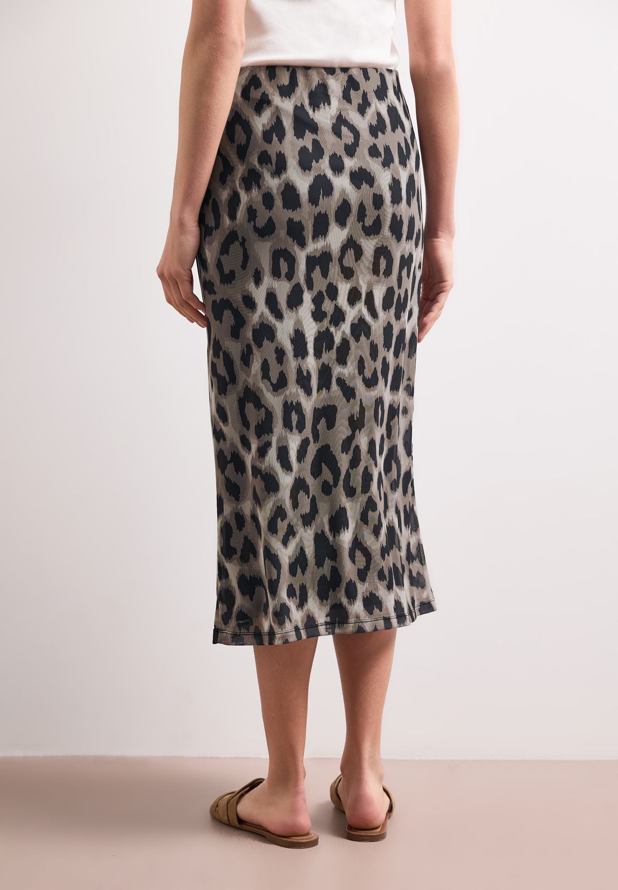Midi-Rock aus Mesh mit Print
