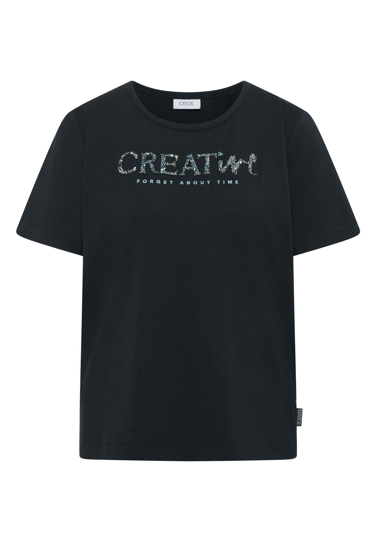 T-Shirt mit Rundhals und Glitzer-Wording