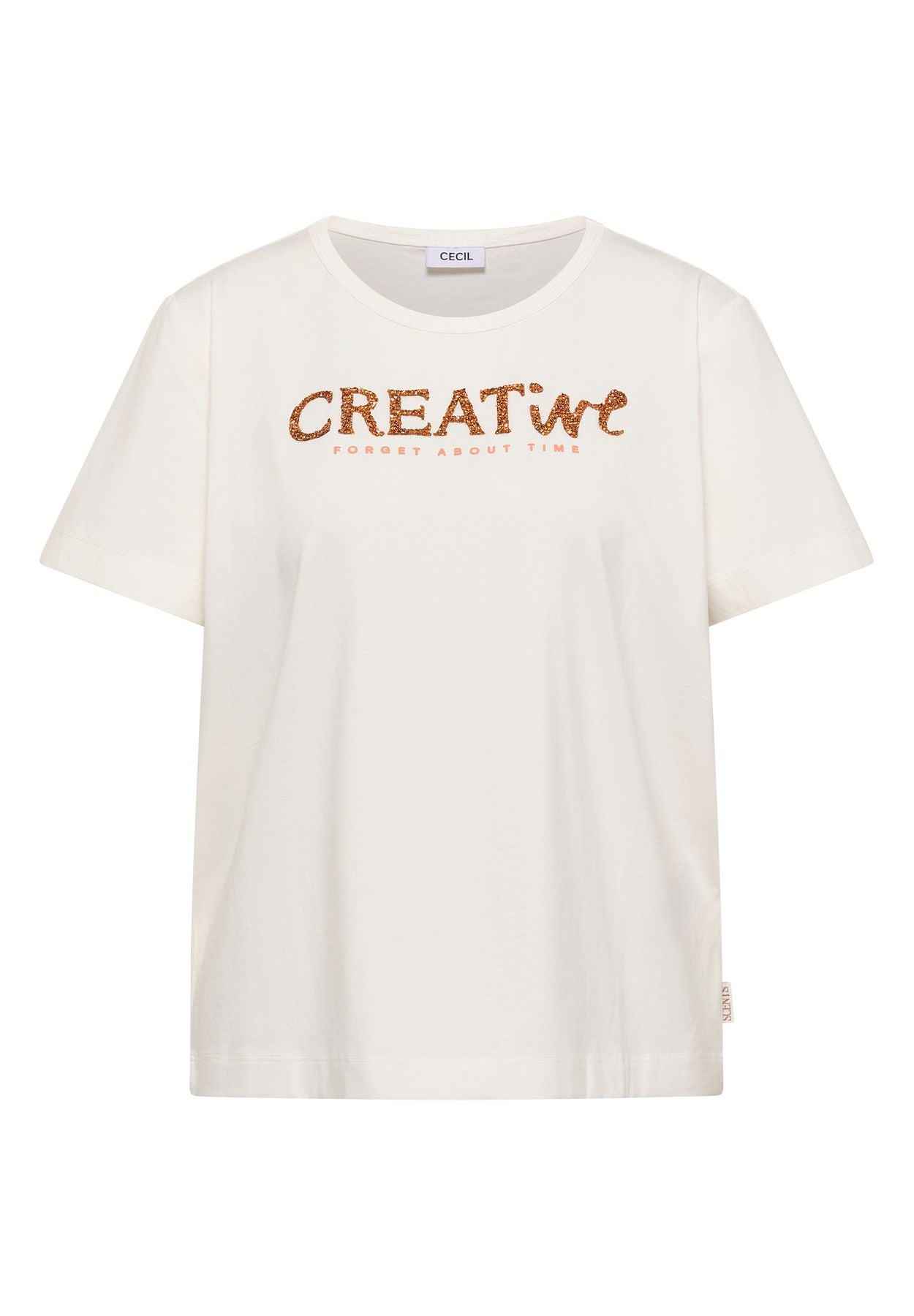 T-Shirt mit Rundhals und Glitzer-Wording