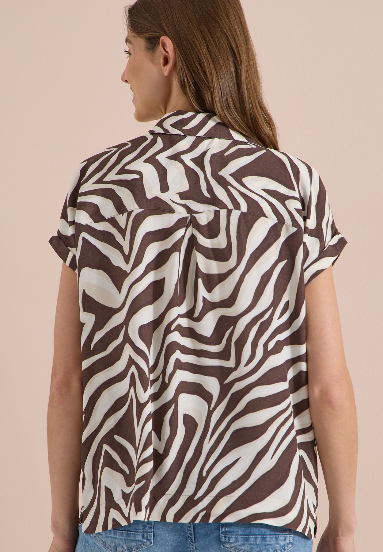 Kurzarm Hemdbluse mit Zebra-Print