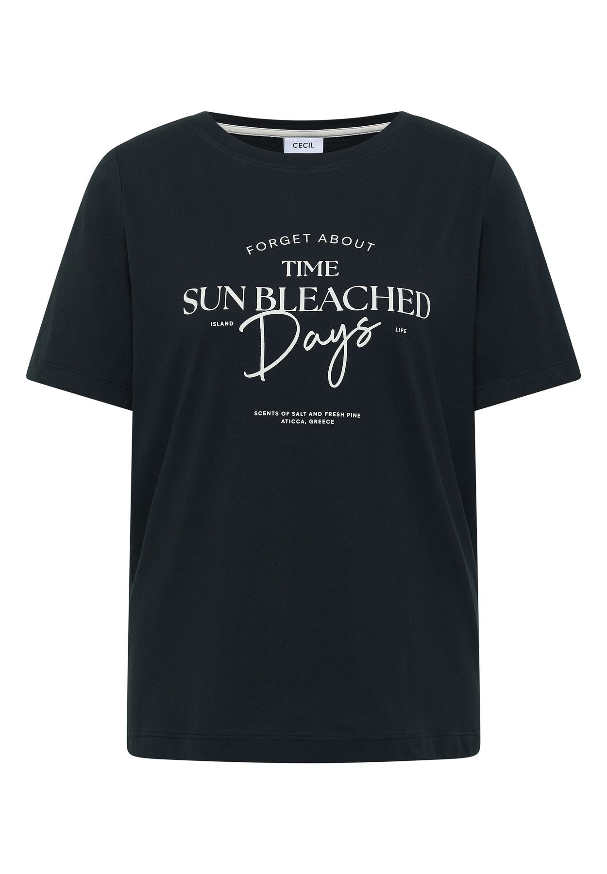T-Shirt mit Boat Neck und Wording Artwork