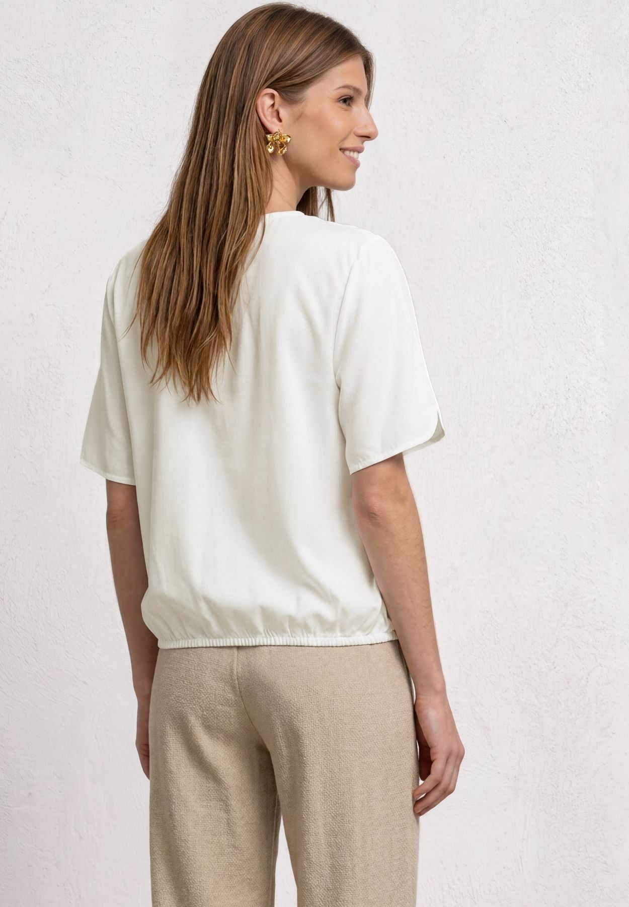 Kurzarm Blusenshirt mit V-Neck