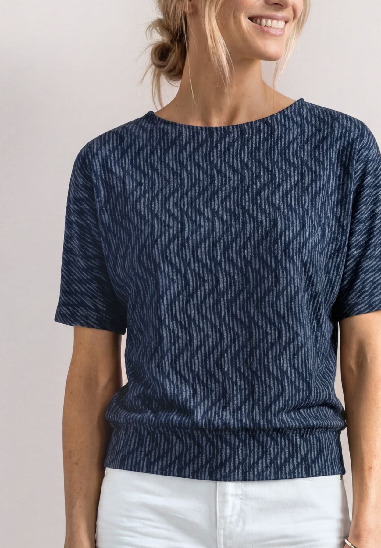 Shirt mit Boat Neck und Elastikbund
