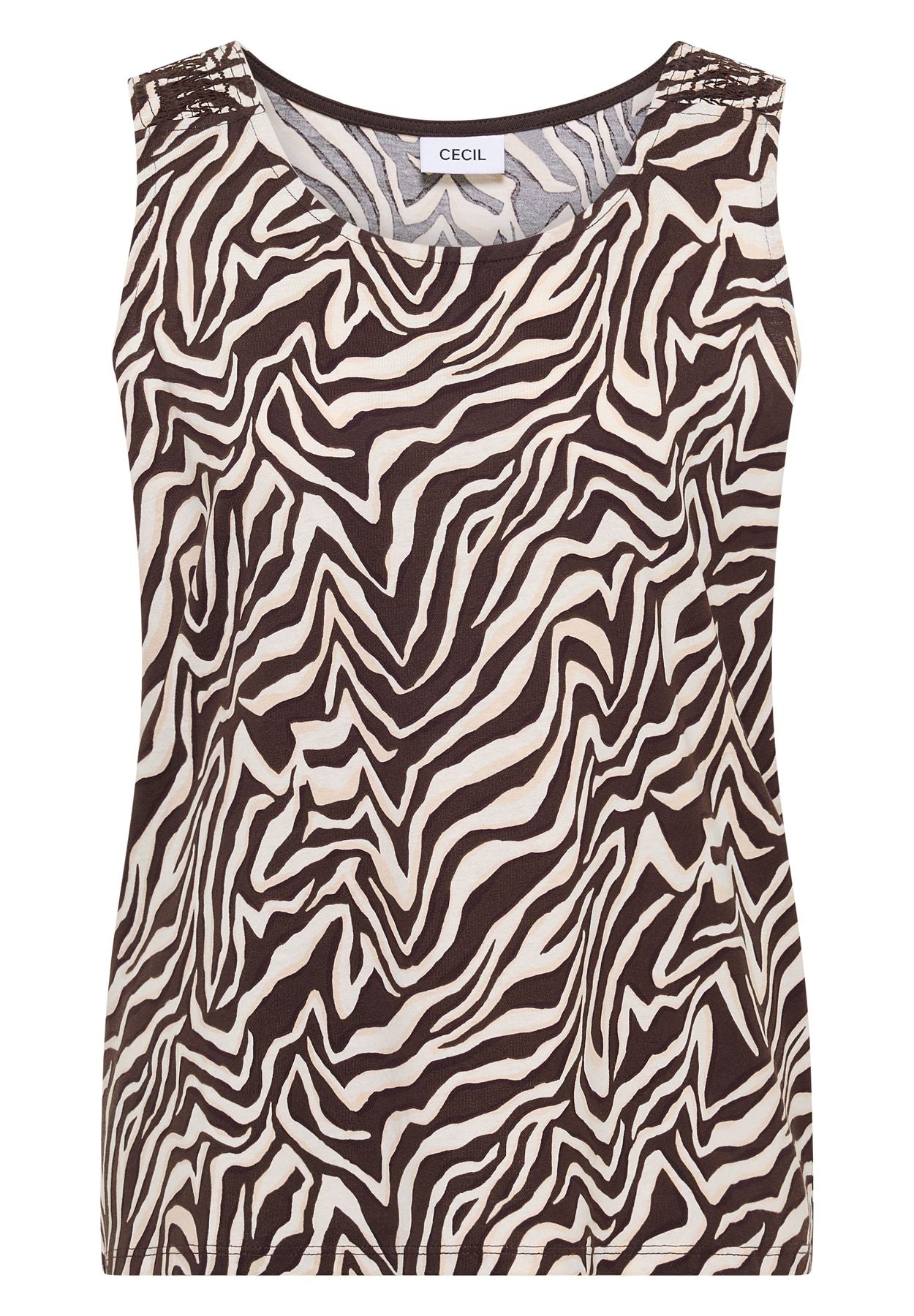 Top mit Rundhals und Smokdetail