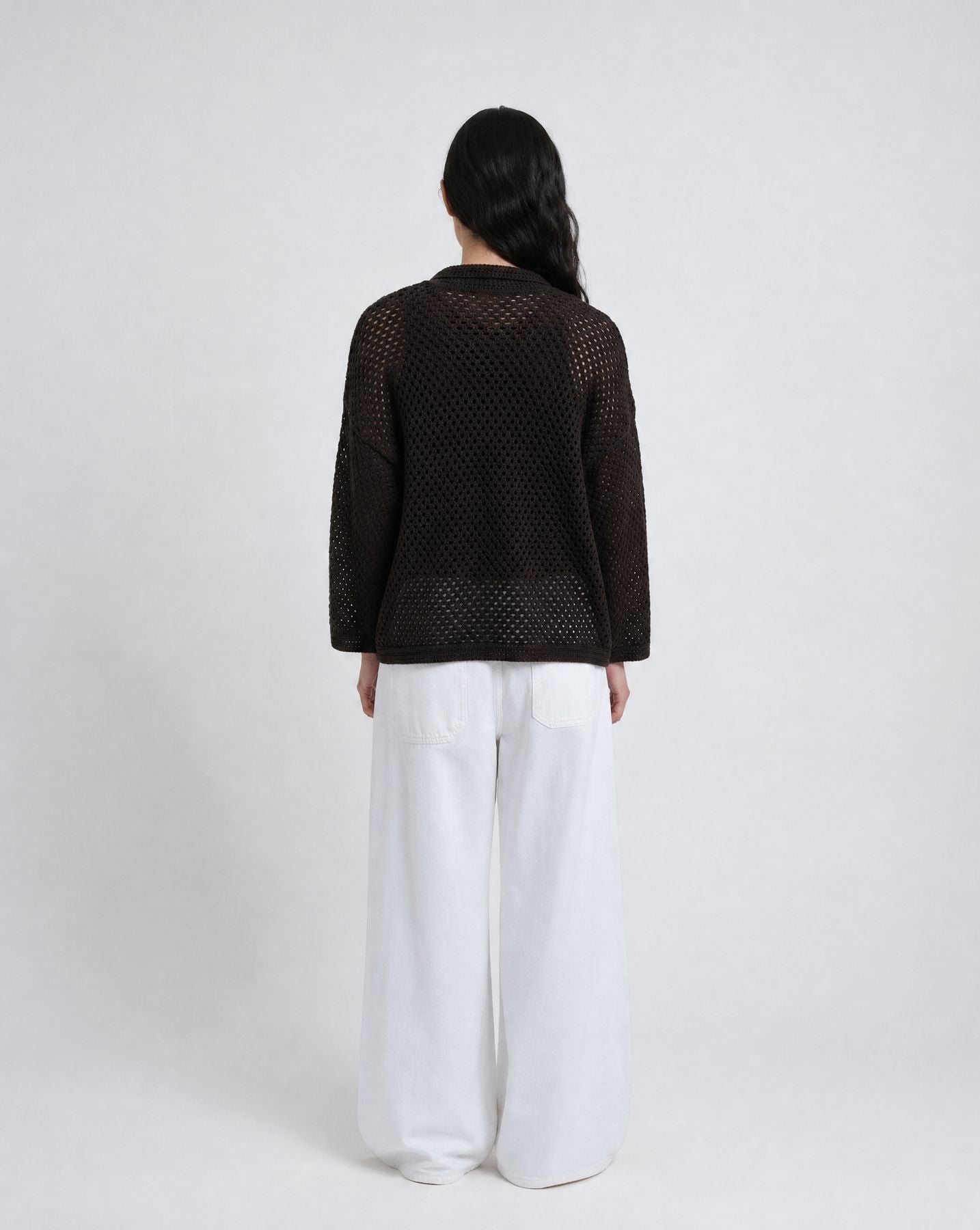 Crochet Polo Collar Pullover
