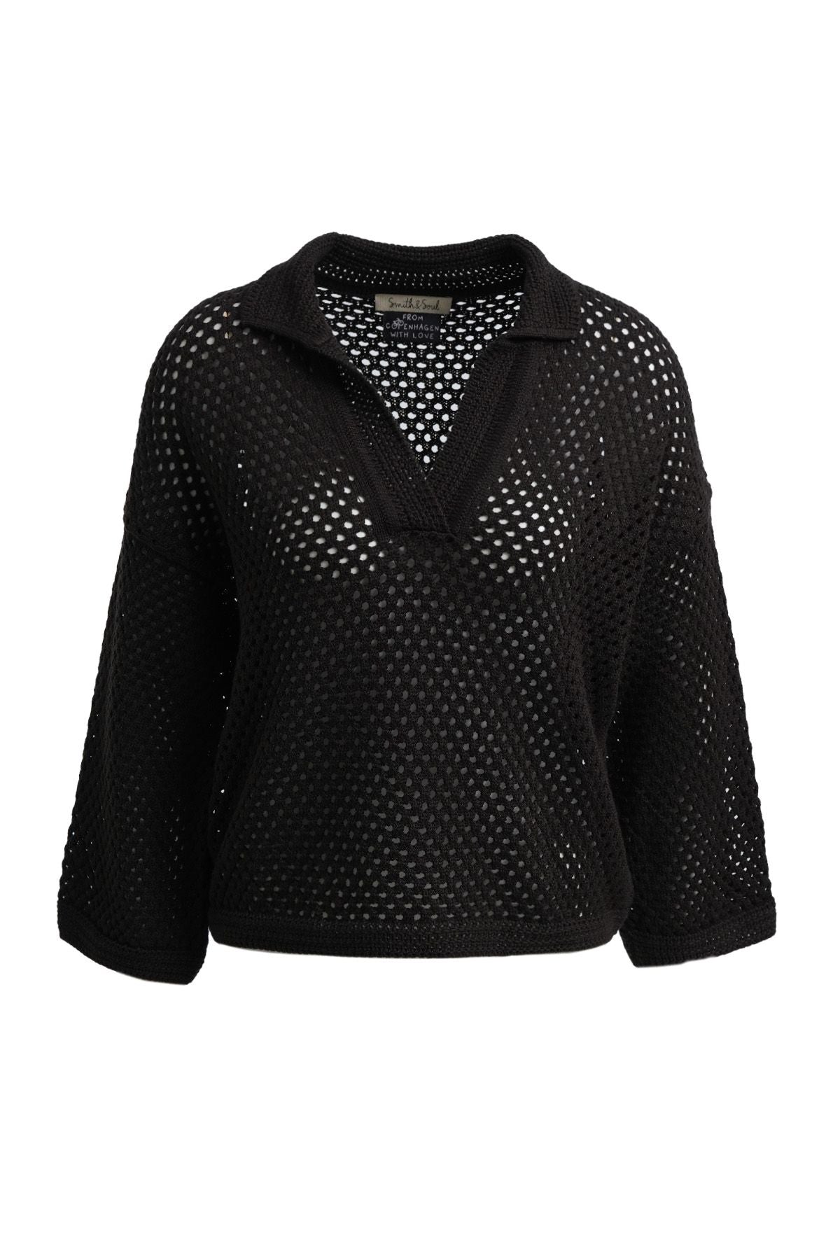 Crochet Polo Collar Pullover