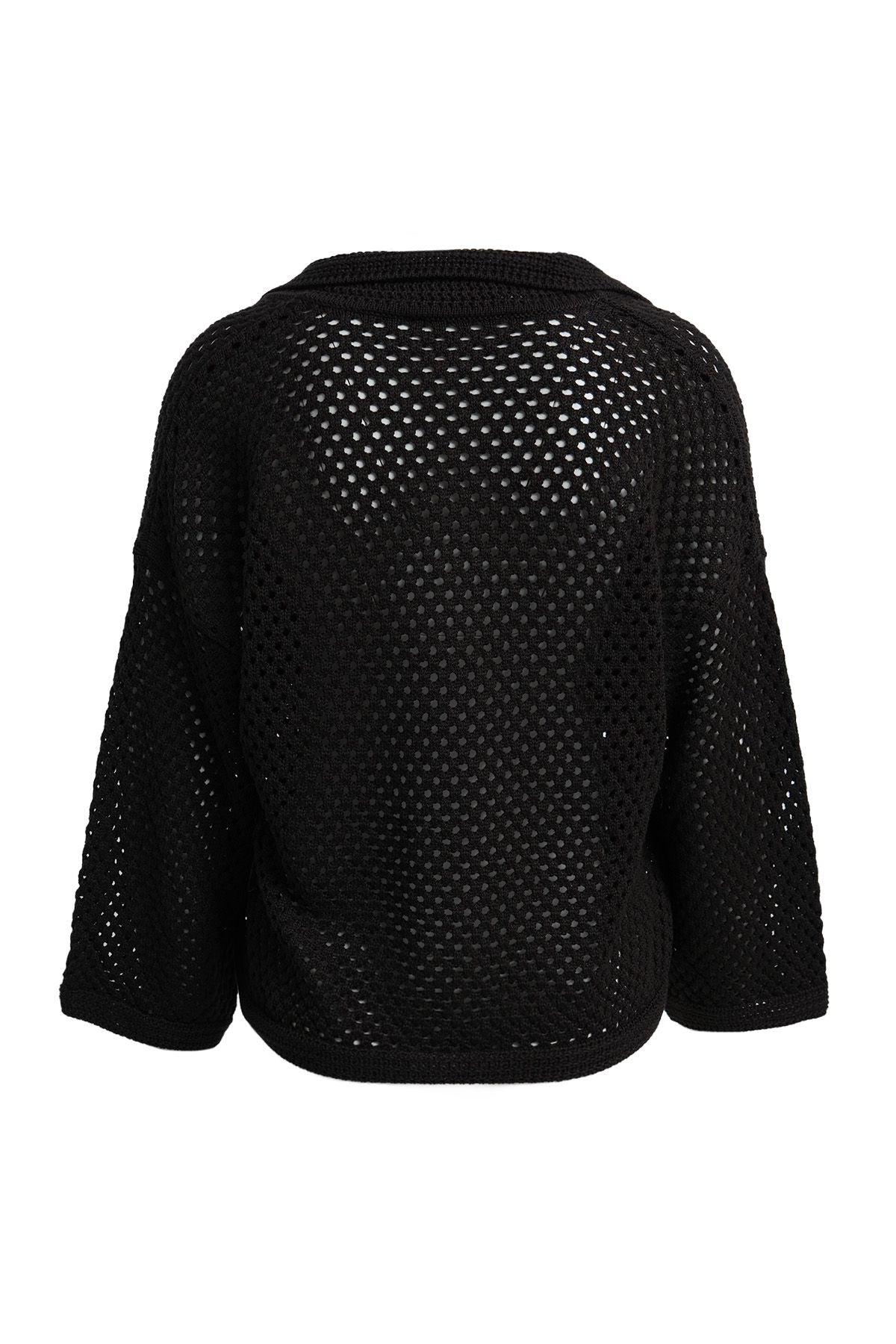 Crochet Polo Collar Pullover