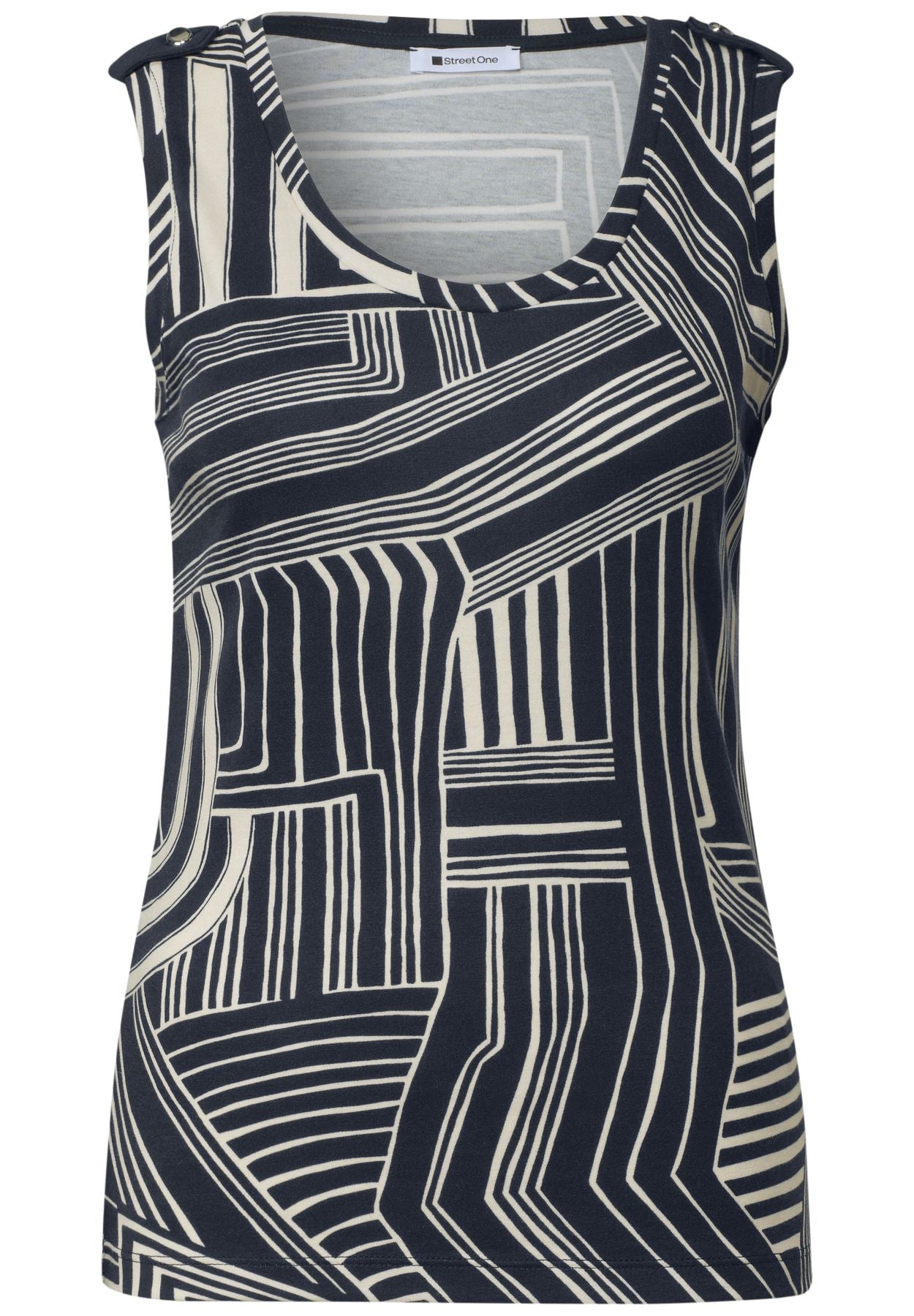 Top mit V-Neck und Knopfdetail