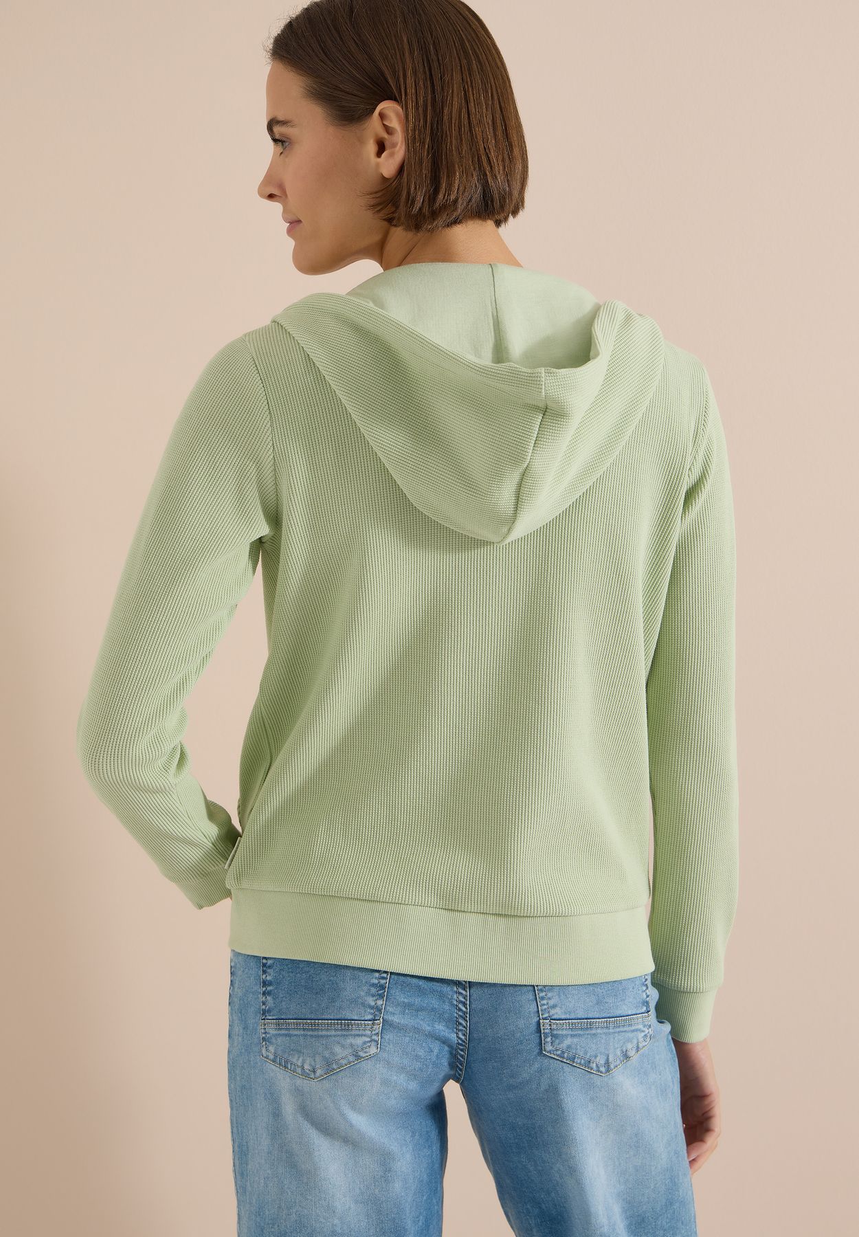 Langarm Jacke mit Kapuze und Struktur