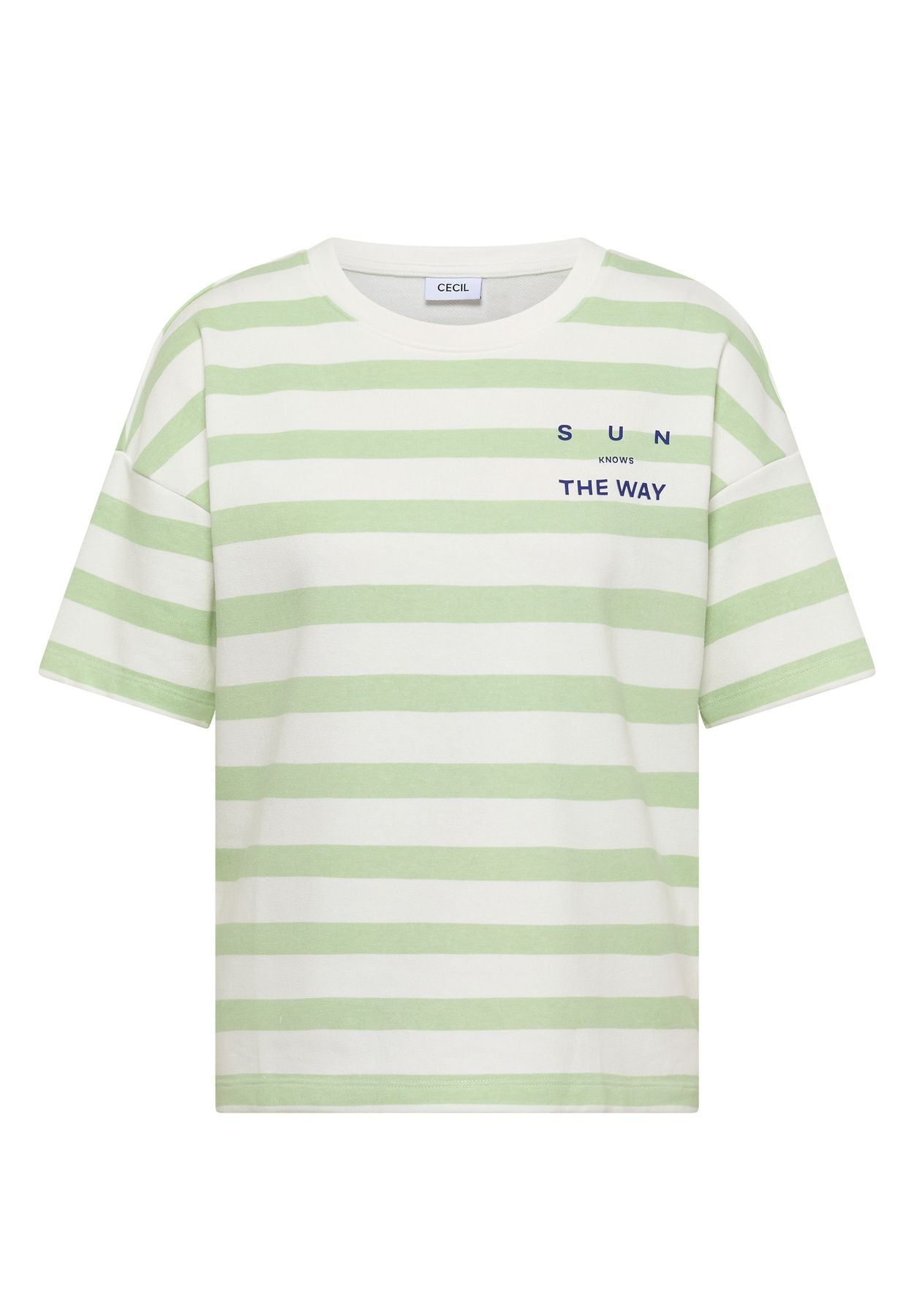 Halbarm Shirt mit Streifen und Wording-Detail