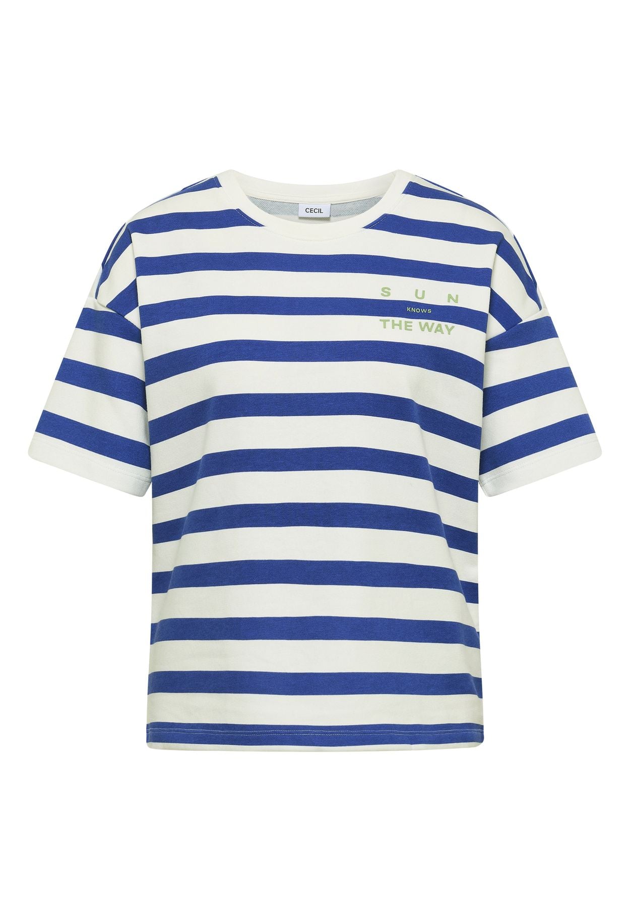 Halbarm Shirt mit Streifen und Wording-Detail