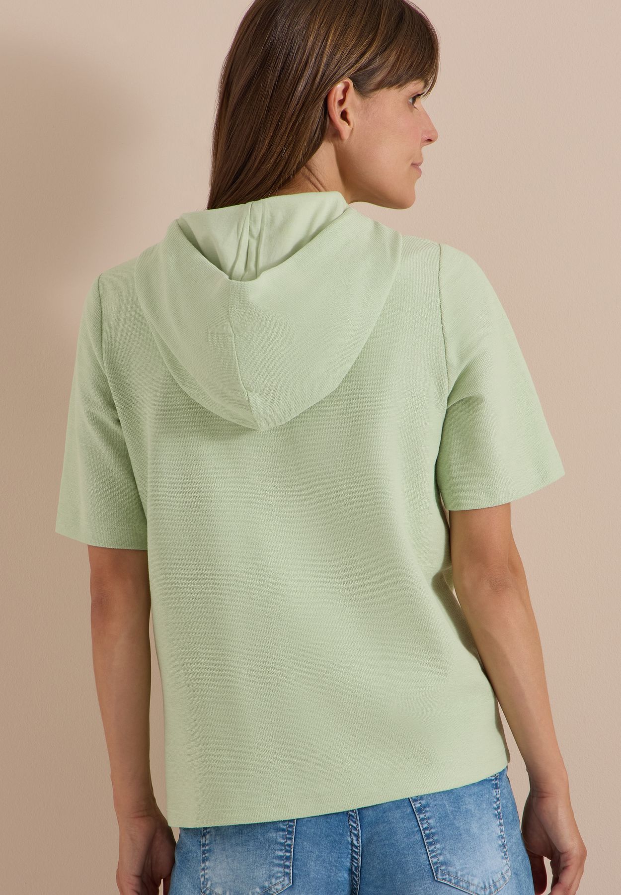 Kurzarm Shirt mit Kapuze und Wording