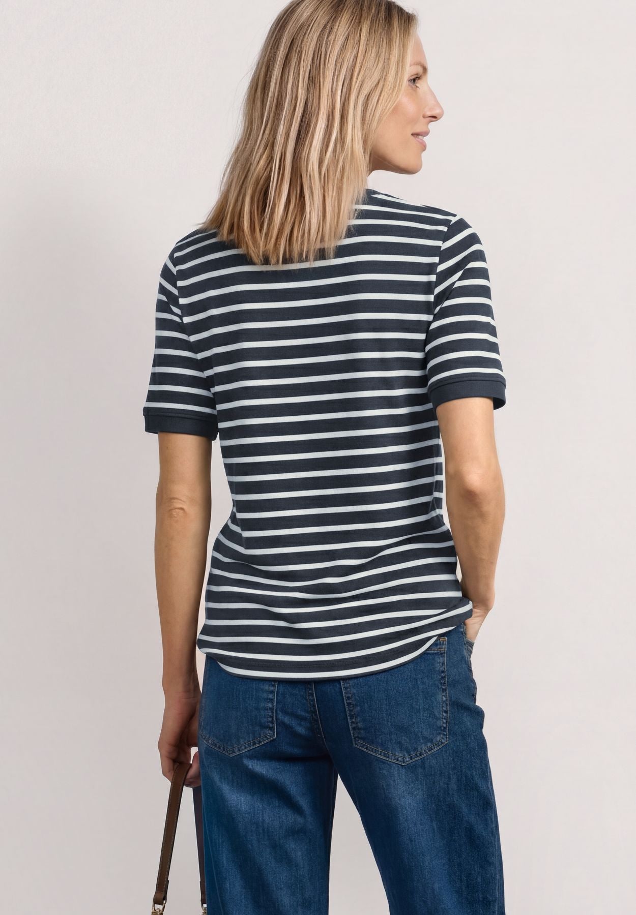 T-Shirt mit Boat Neck und Streifen
