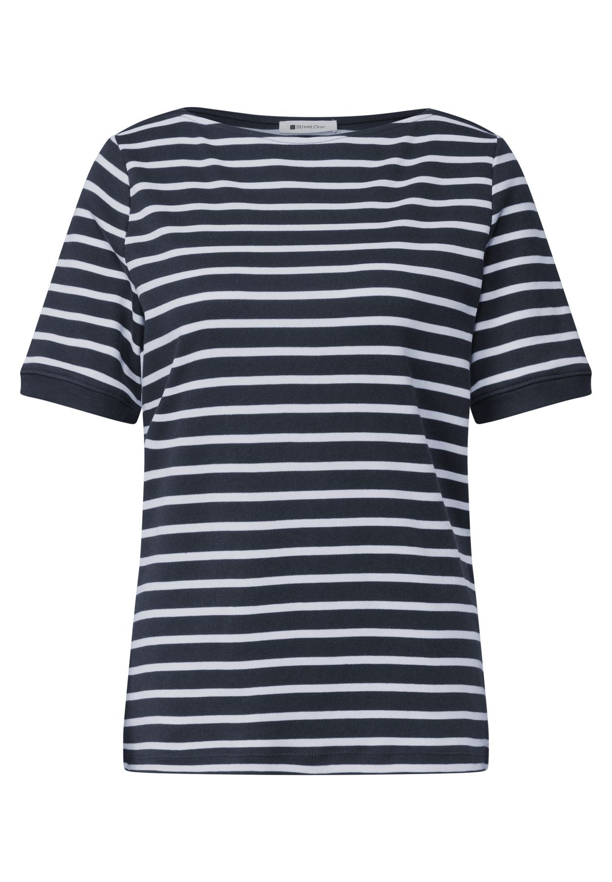 T-Shirt mit Boat Neck und Streifen