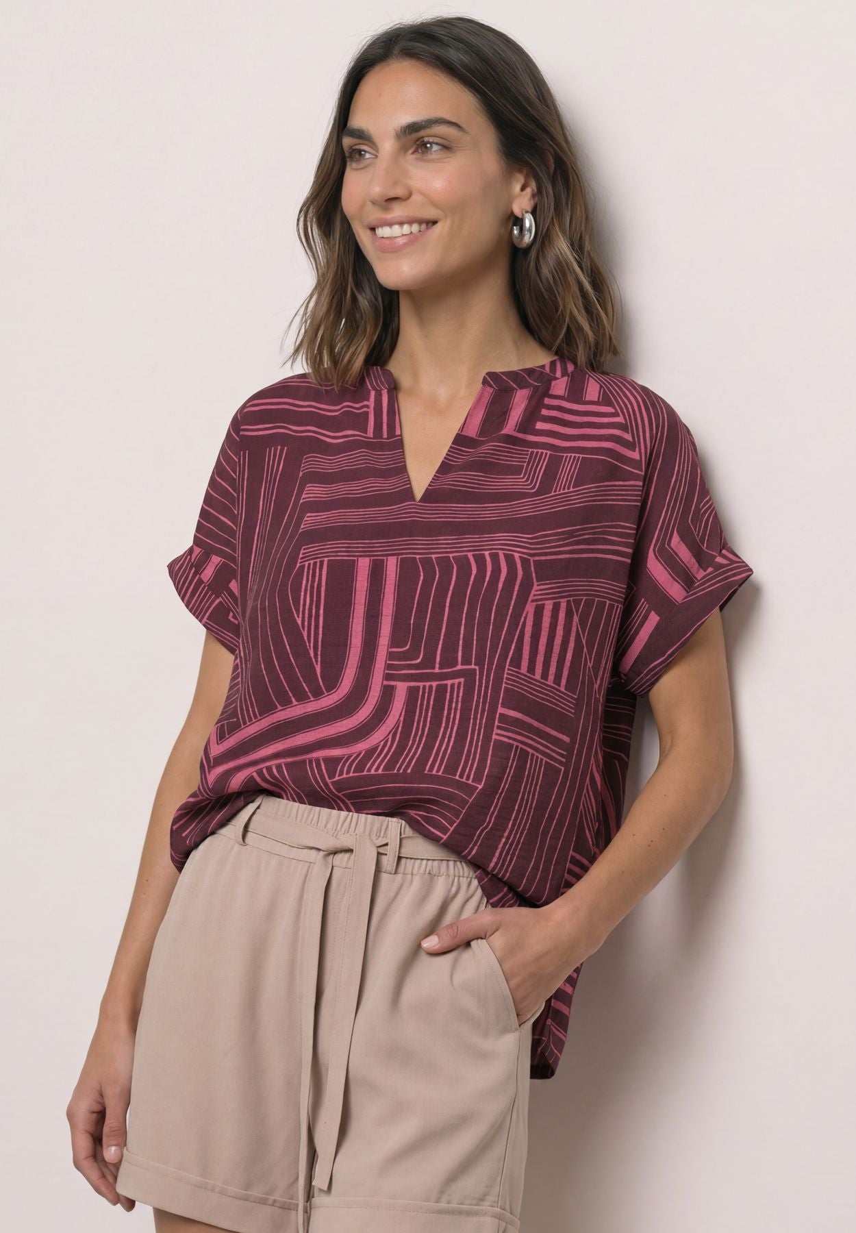 Dropped Shoulder Shirt mit Split Neck