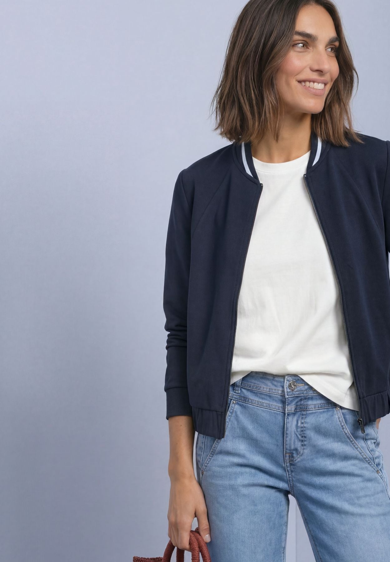 Langarm Jacke im Silk-Look mit Zipper