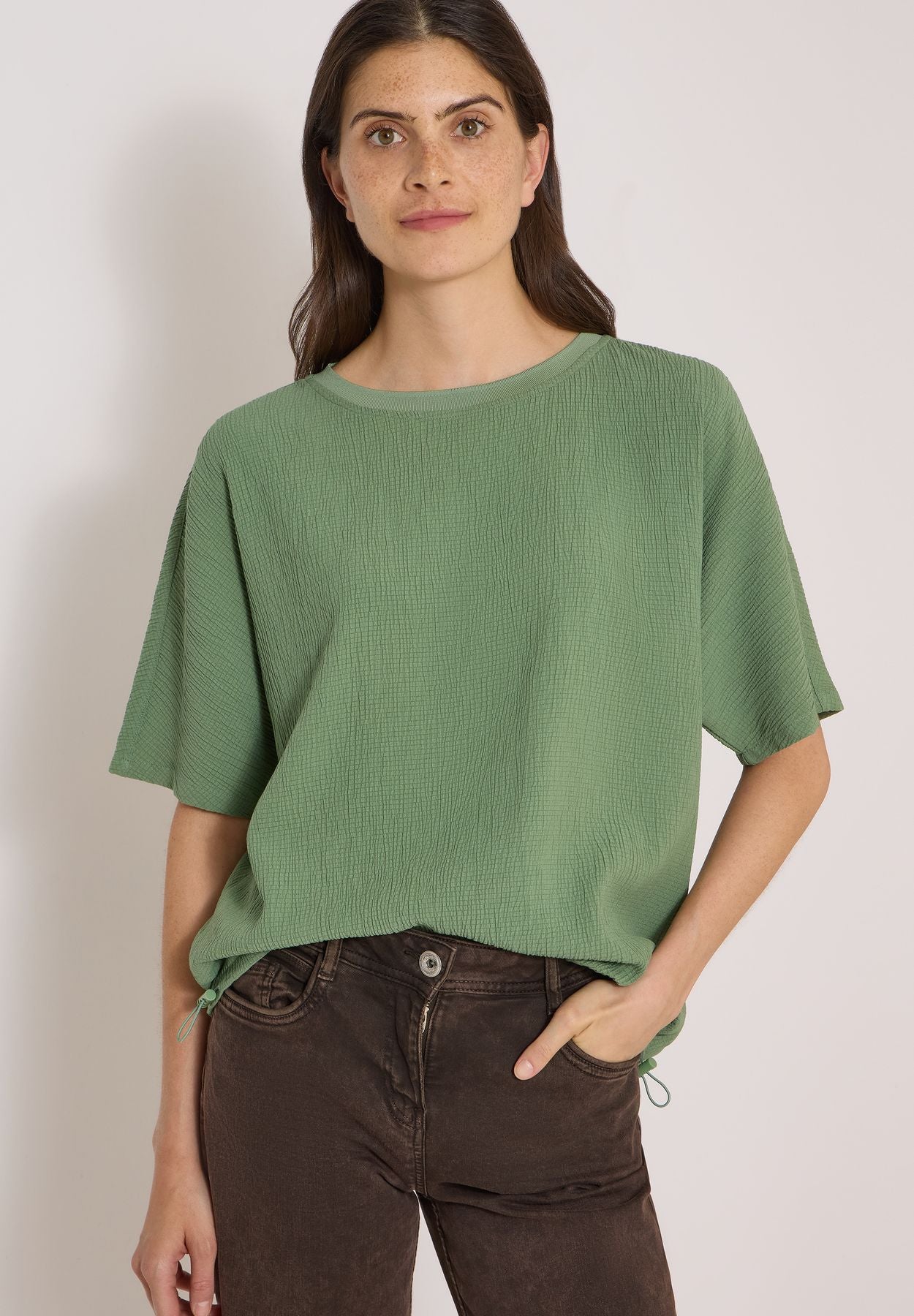 Dropped Shoulder Blusenshirt in Unifarbe