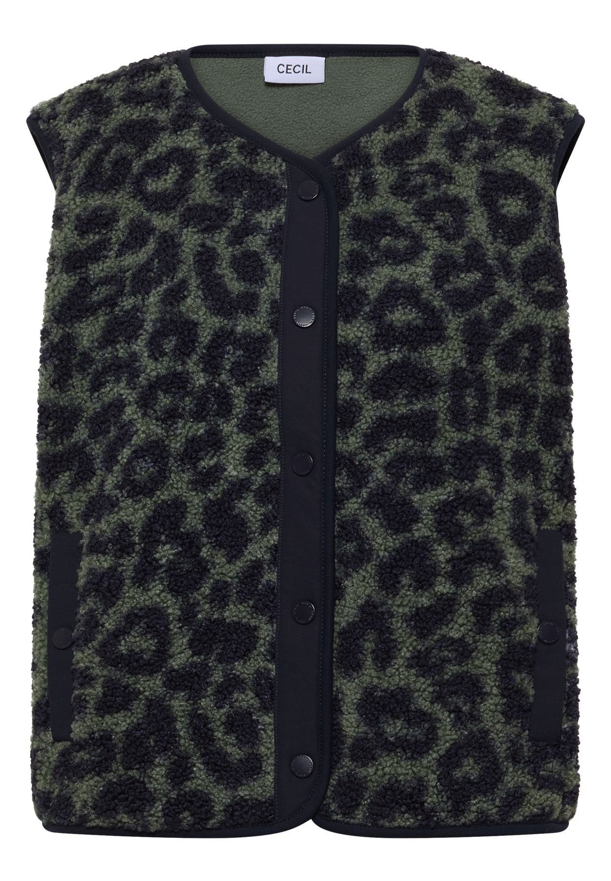 Teddy-Weste mit Softshelldetails und Leo-Muster