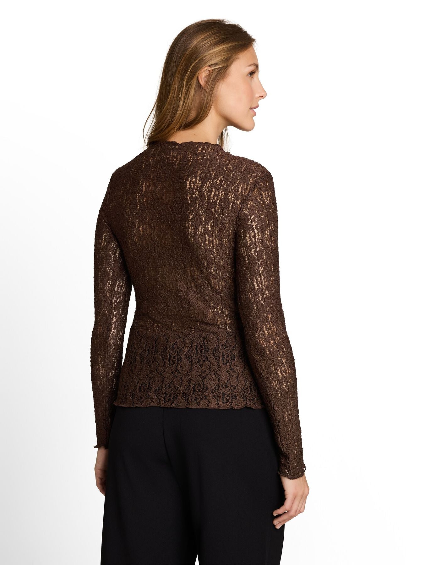 Slim Fit Langarmshirt aus Spitze