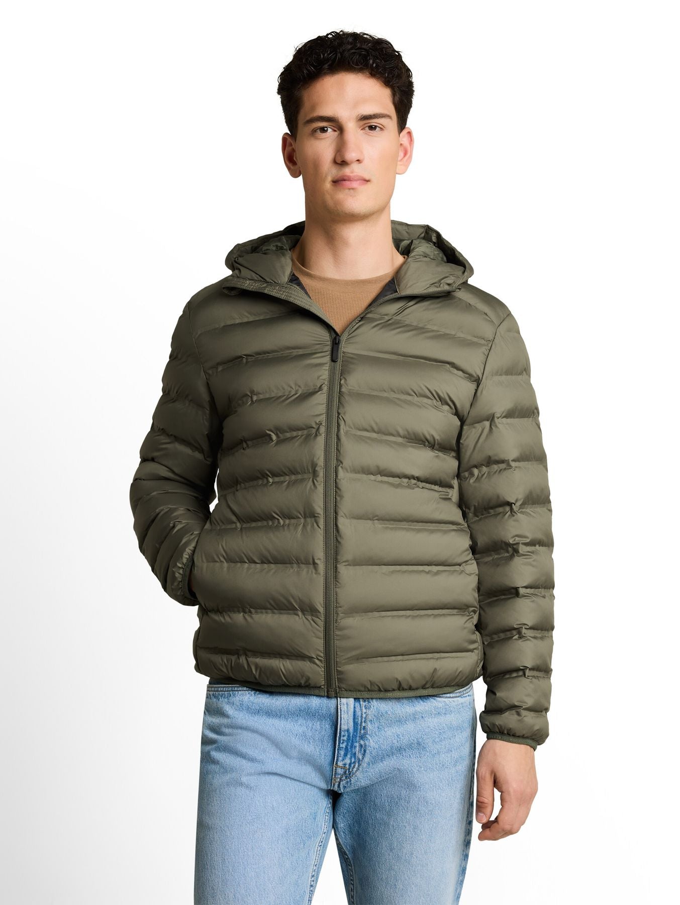 Relaxed Fit Lightweight Steppjacke mit Kapuze