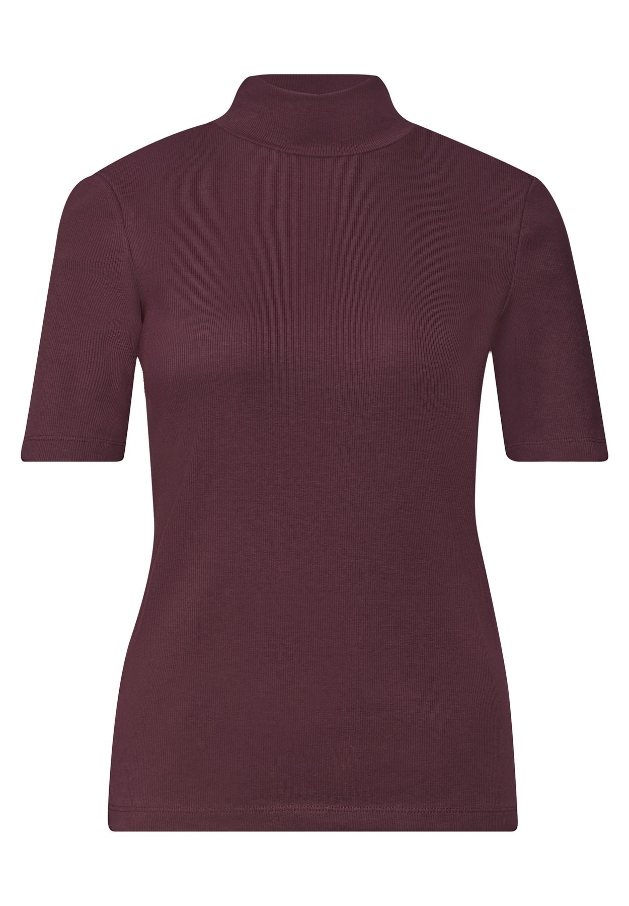 T-Shirt mit Turtle Neck in Rippstruktur