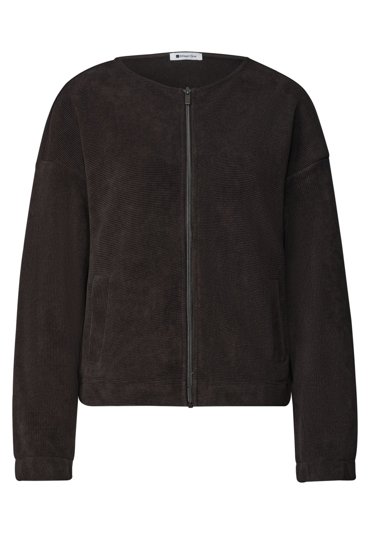 Jacke mit Rundhals in Cord-Optik