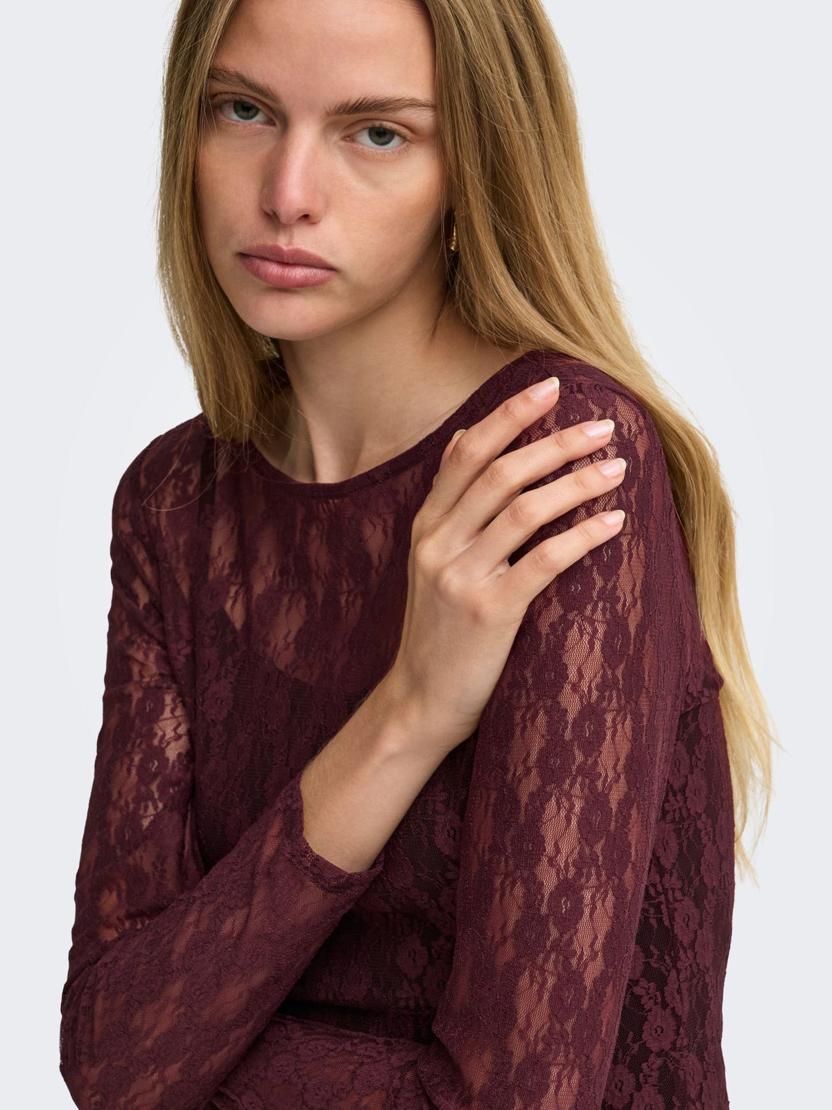 ONLNIKITA L/S BOATNECK LACE TOP BOX JRS