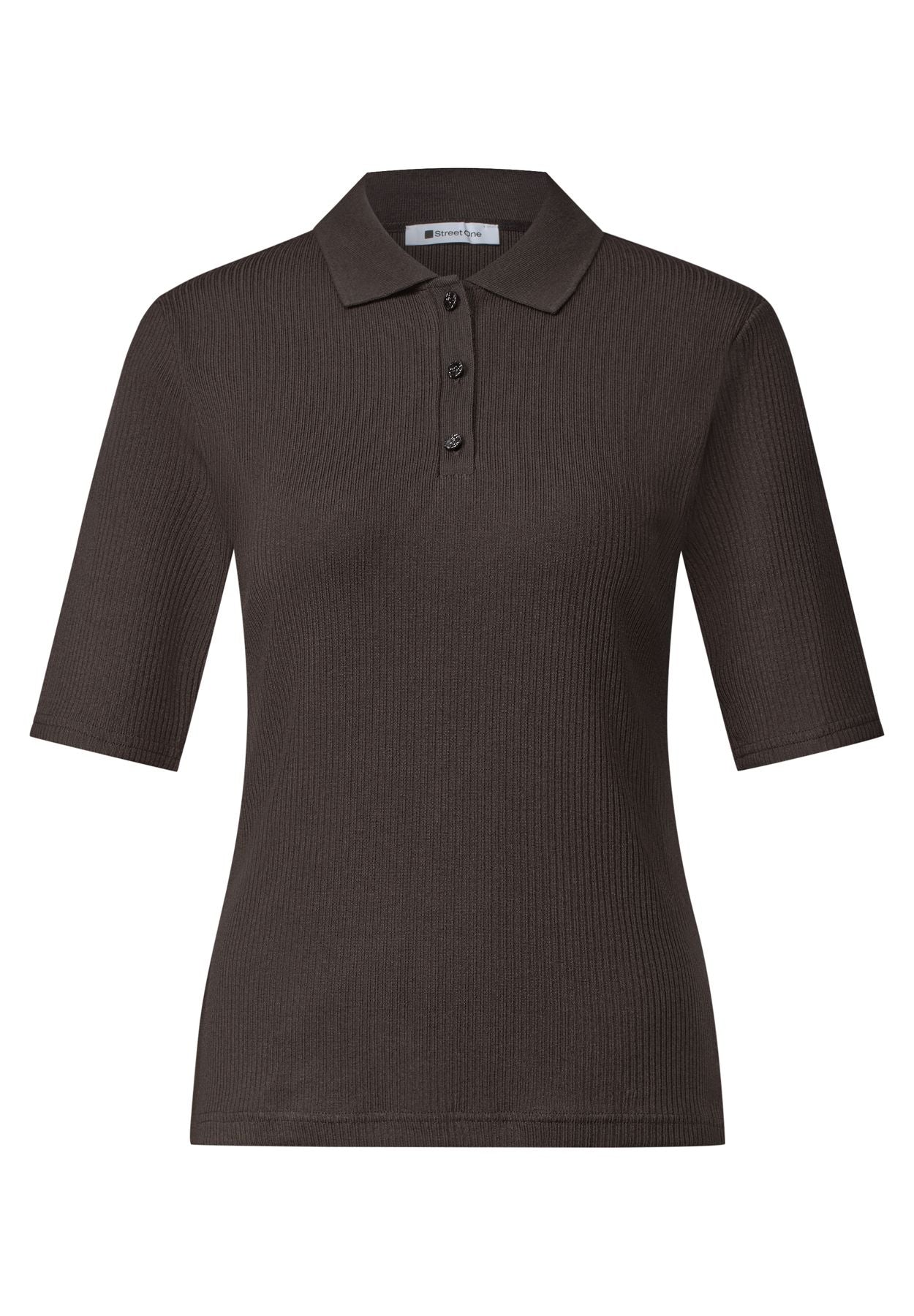 Poloshirt im Strick-Look mit Rippstruktur